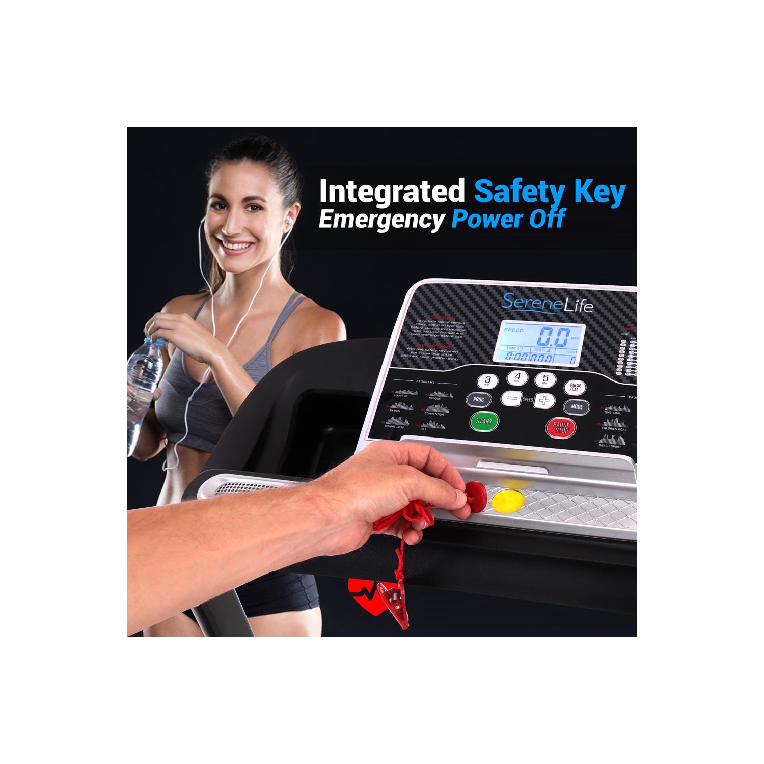 Tapis roulant pliable appareil motorisé de course – 12 programme préréglé, puissance 1,0&nbsp;HP, vitesse maximale de 6,0 mi/h, écran ACL de 3 po et