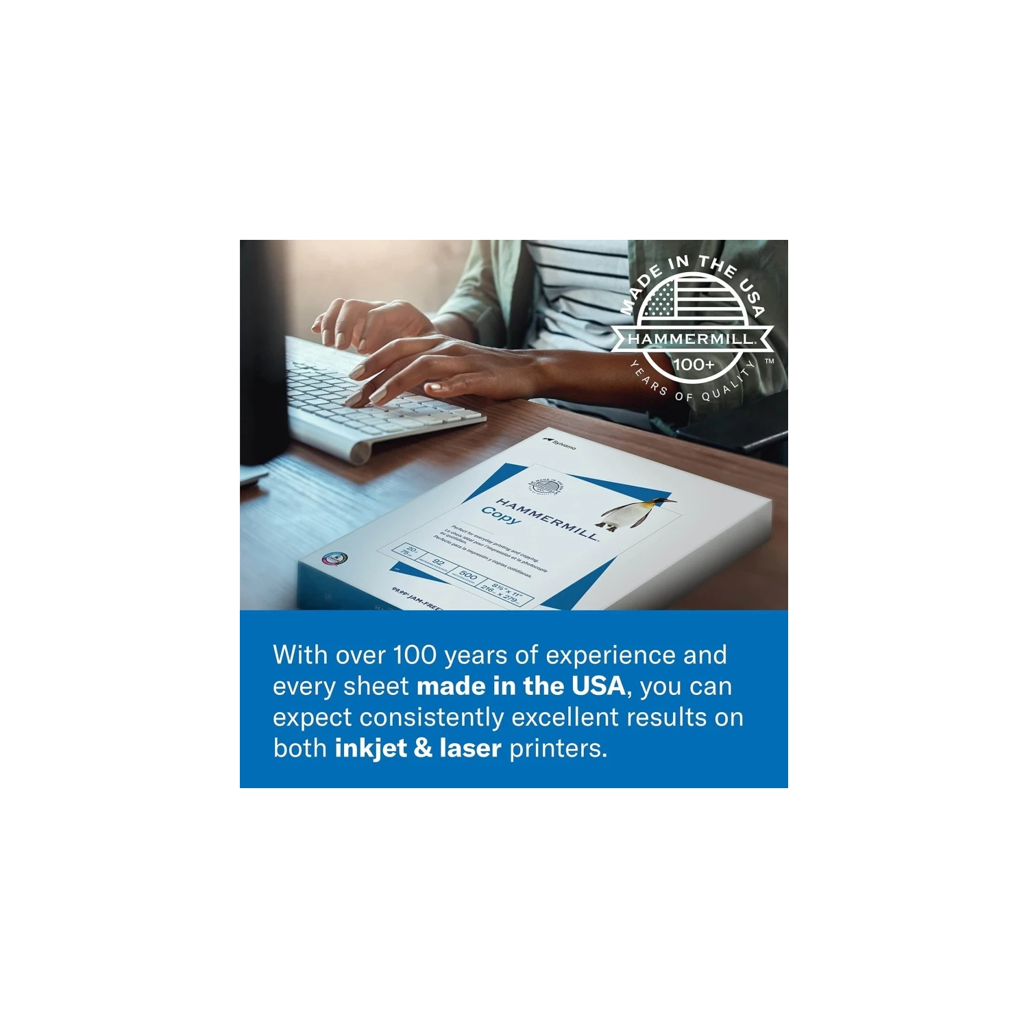 Hammermill 20lb Copy Paper, 92 Bright, Made in USA