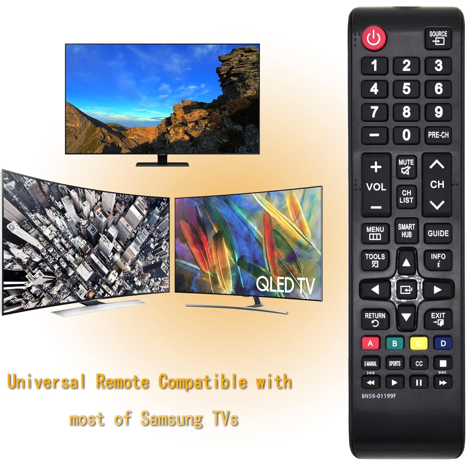 New Universal Remote for All Samsung TV Remote, Replacement Compatible for All Samsung Smart TV LED LCD HDTV QLED SUHD UHD 4K 3D TVs