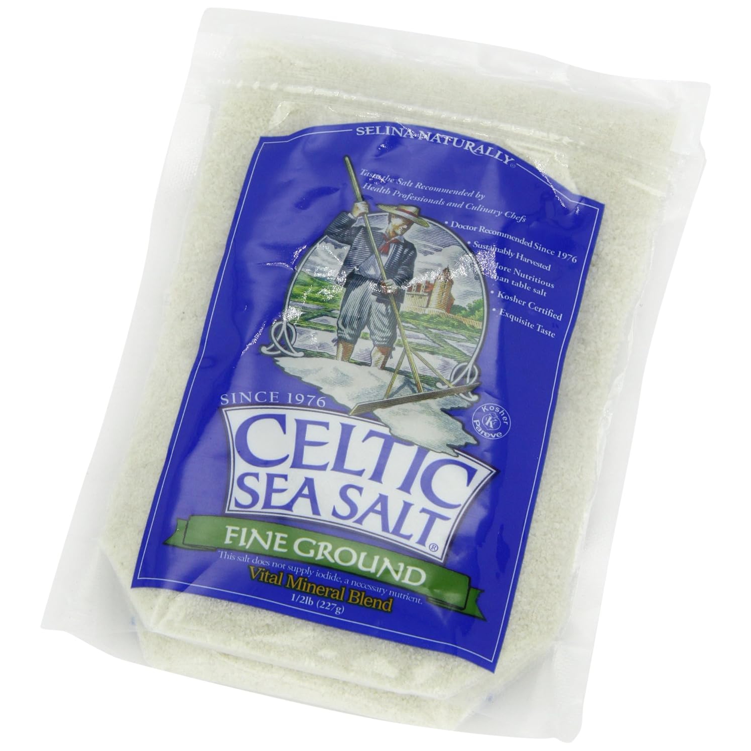 Sac refermable au sel de mer celtique, finement moulu, sans additif, délicieux sel de mer, parfait pour la cuisson, cuisson et bien plus – sans