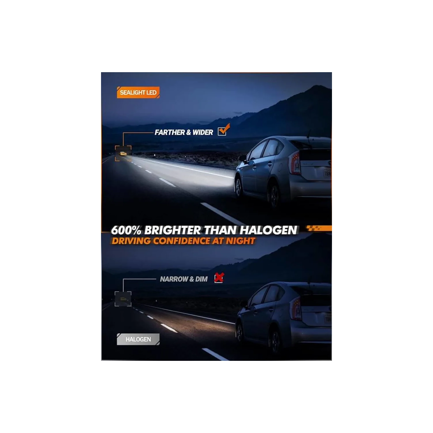 Ampoule de phare DEL SEALIGHT H11 H8 H9, ampoules de trousse de conversion DEL ultra-brillantes de 18000 lumens, 6000K ampoules halogènes blanches,