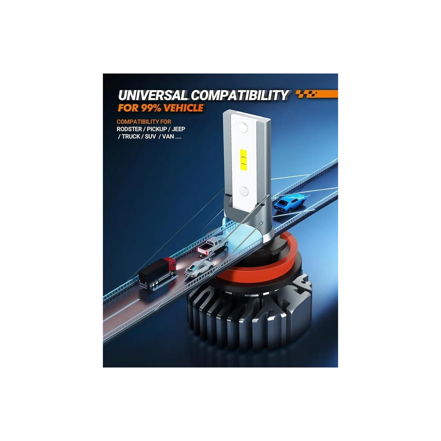 Ampoule de phare DEL SEALIGHT H11 H8 H9, ampoules de trousse de conversion DEL ultra-brillantes de 18000 lumens, 6000K ampoules halogènes blanches,