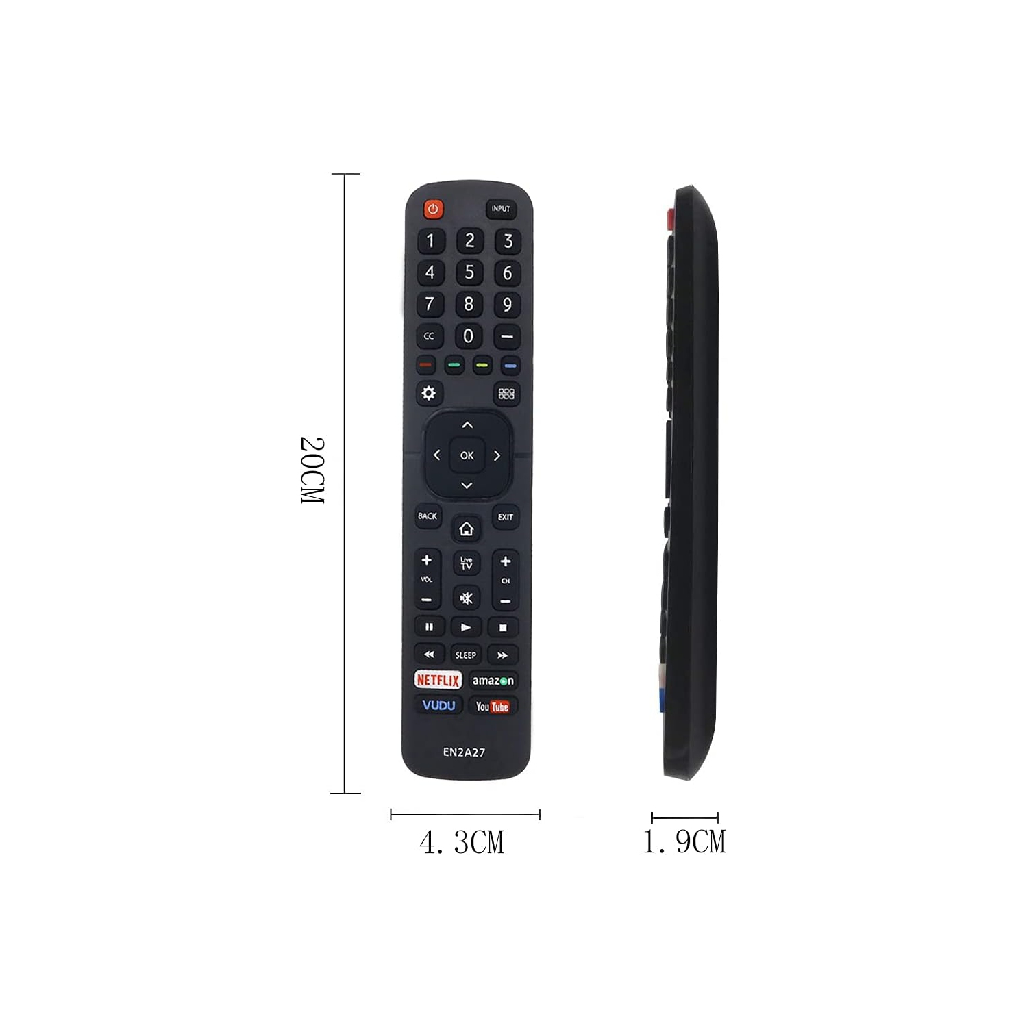 Smart TV Remote Control EN2A27 for Hisense TV, Universal Remote Control Replacement for Hisense EN2A27