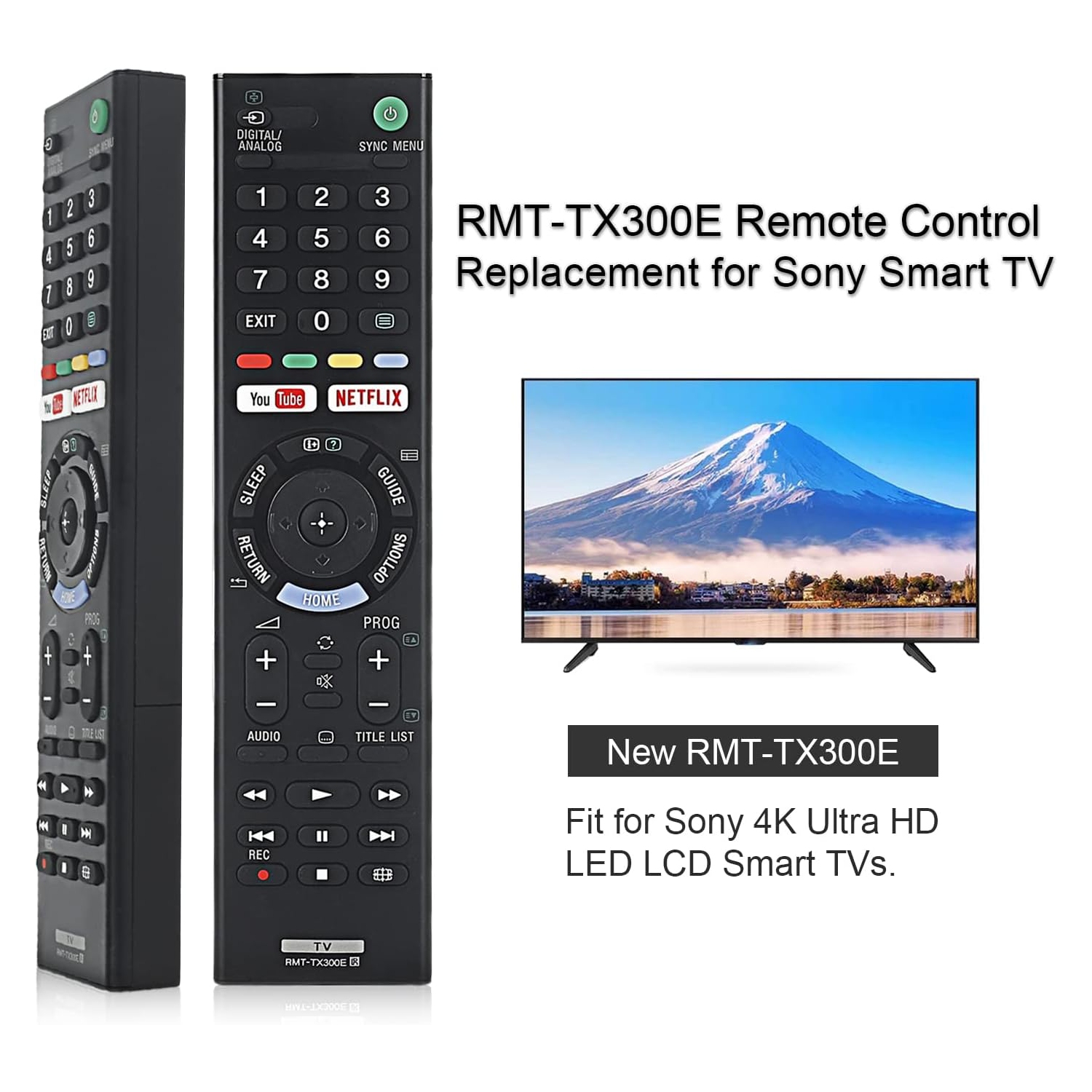 Universal Sony RMT-TX300E TV Remote Control Factory Original for Sony-TVs, for All Sony 4K UHD LED LCD HD Smart TVs with Netflix & YouTube Buttons
