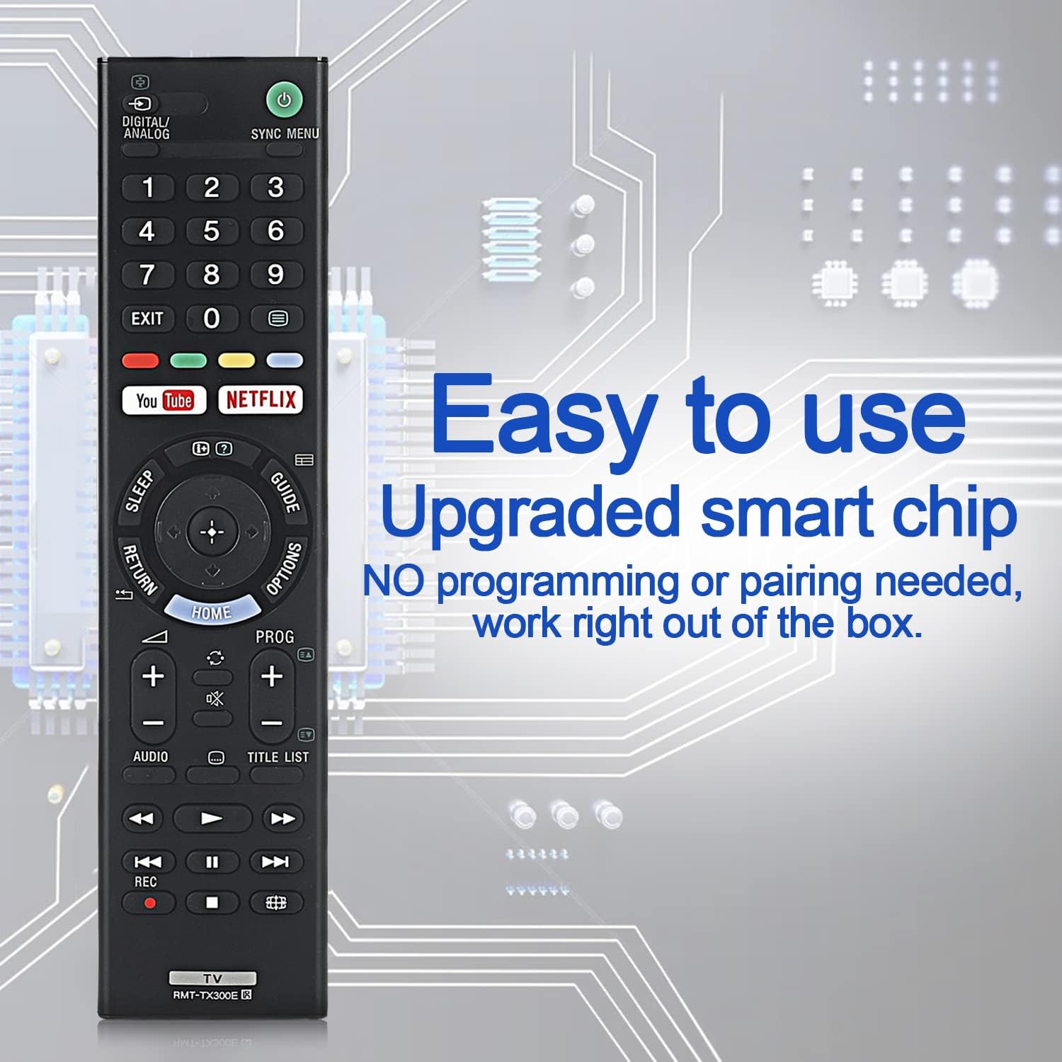 Universal Sony RMT-TX300E TV Remote Control Factory Original for Sony-TVs, for All Sony 4K UHD LED LCD HD Smart TVs with Netflix & YouTube Buttons