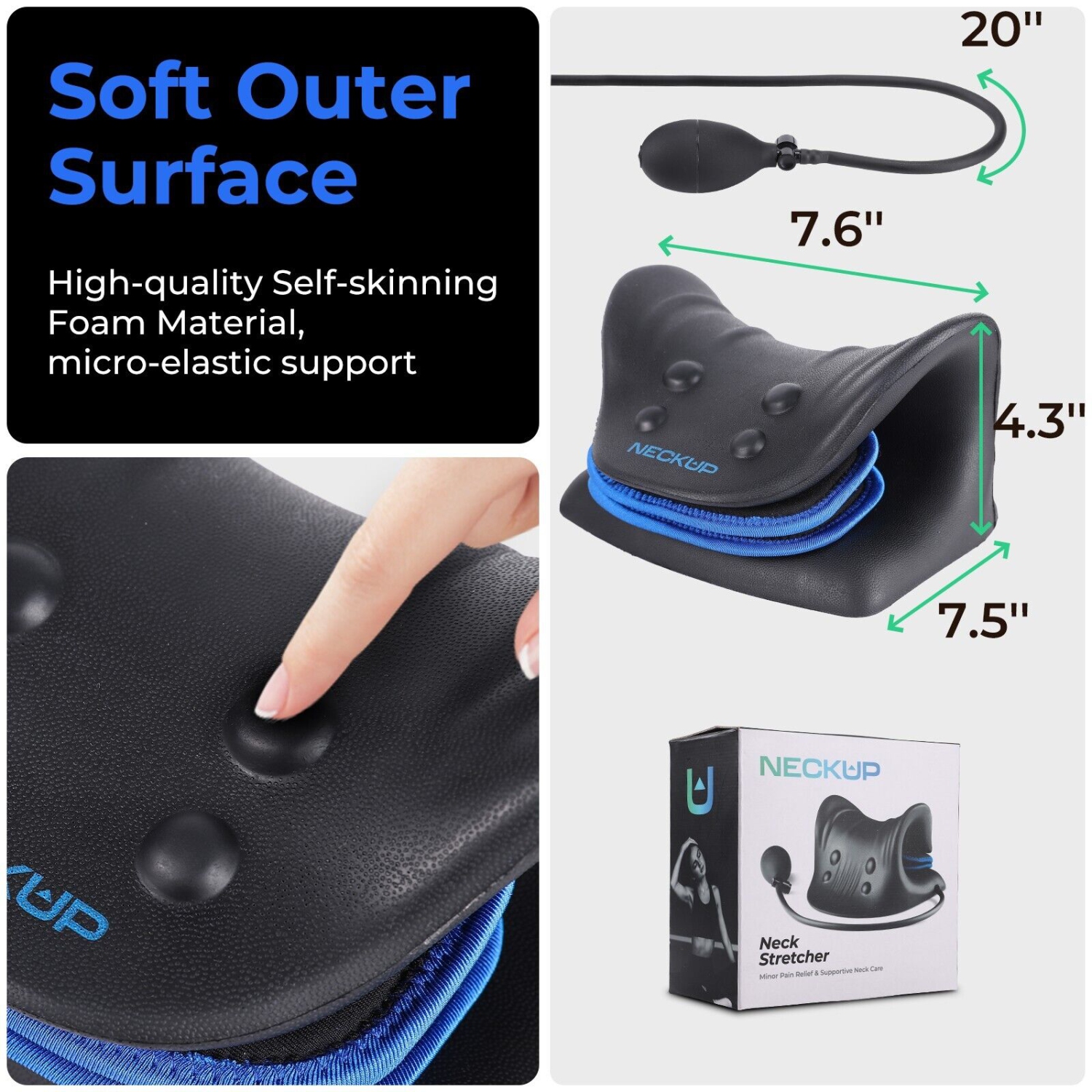 NECKUP NECK STRECHER WITH INFLATABLE PUMP, PAIN RELIEF FOR NECK AND SPINE