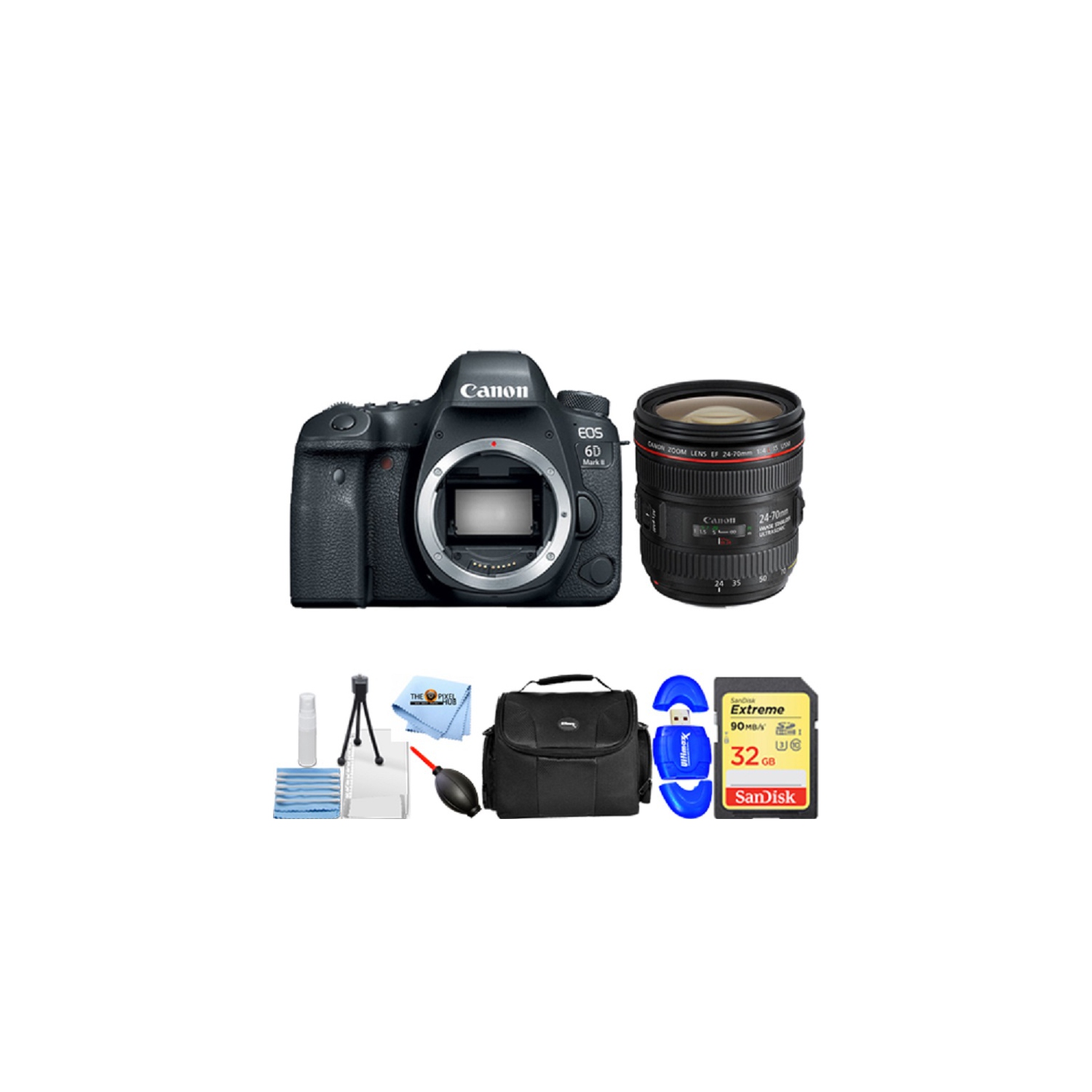 Canon EOS 6D Mark II DSLR and 24-70mm f/4L IS USM Lens - Essential 32GB Bundle
