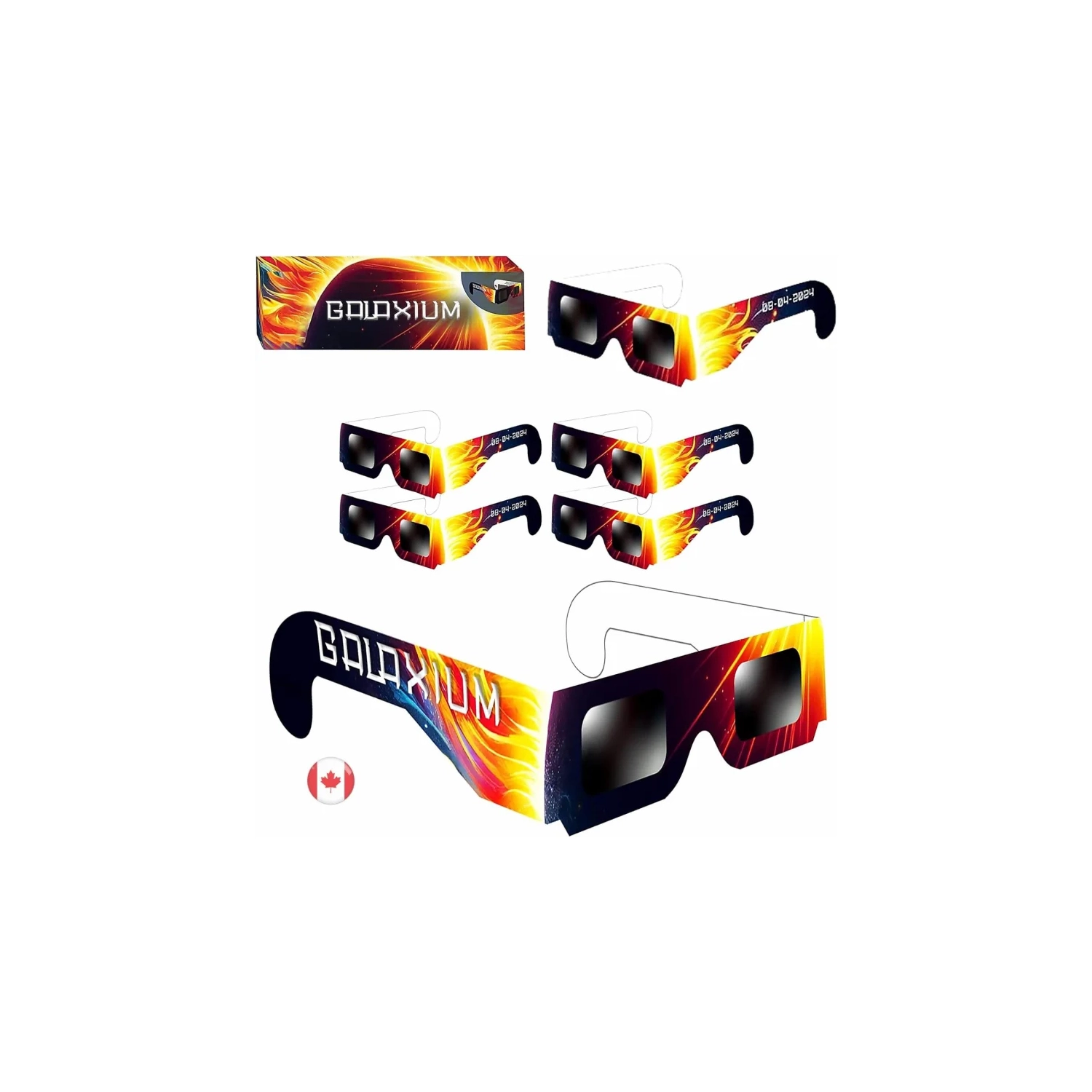Galaxium Solar Eclipse Glasses AAS Approved 2024 - [6 Pack] Trusted for Canada Direct Solar Eclipse Viewing - ISO 12312-2 & CE Certified Lunette