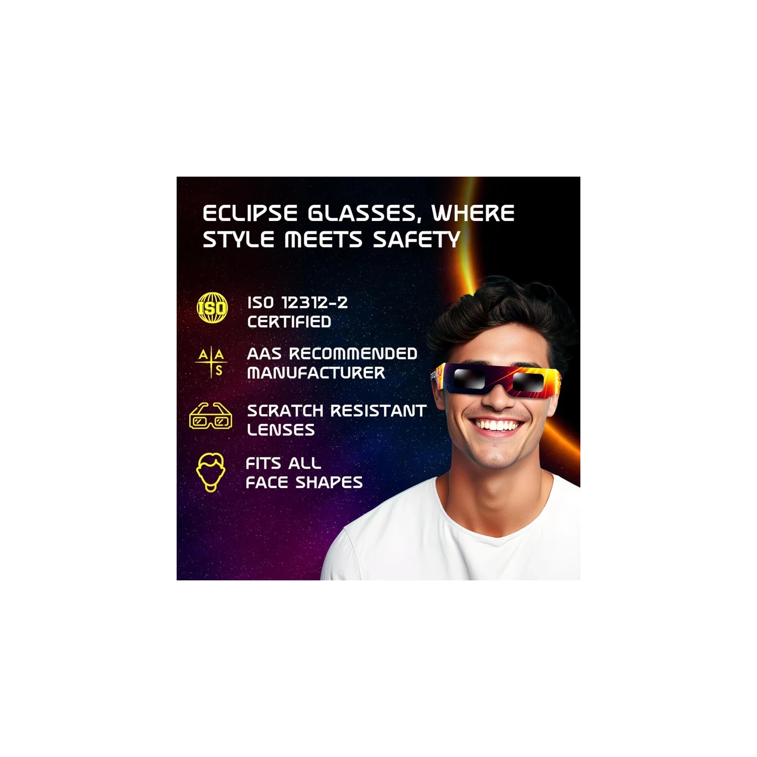 Galaxium Solar Eclipse Glasses AAS Approved 2024 - [6 Pack] Trusted for Canada Direct Solar Eclipse Viewing - ISO 12312-2 & CE Certified Lunette