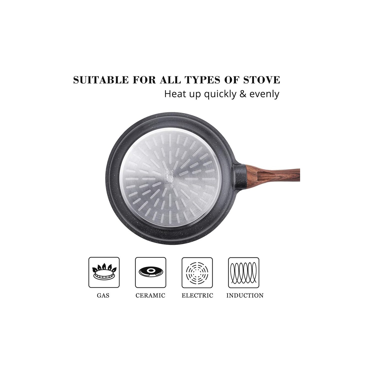 ensarte Nonstick Frying Pan Skillet with Lid, Swiss Granite Coating Omelette Pan with Cover, Healthy Cookware Chef's Pan with Top, PFOA Free