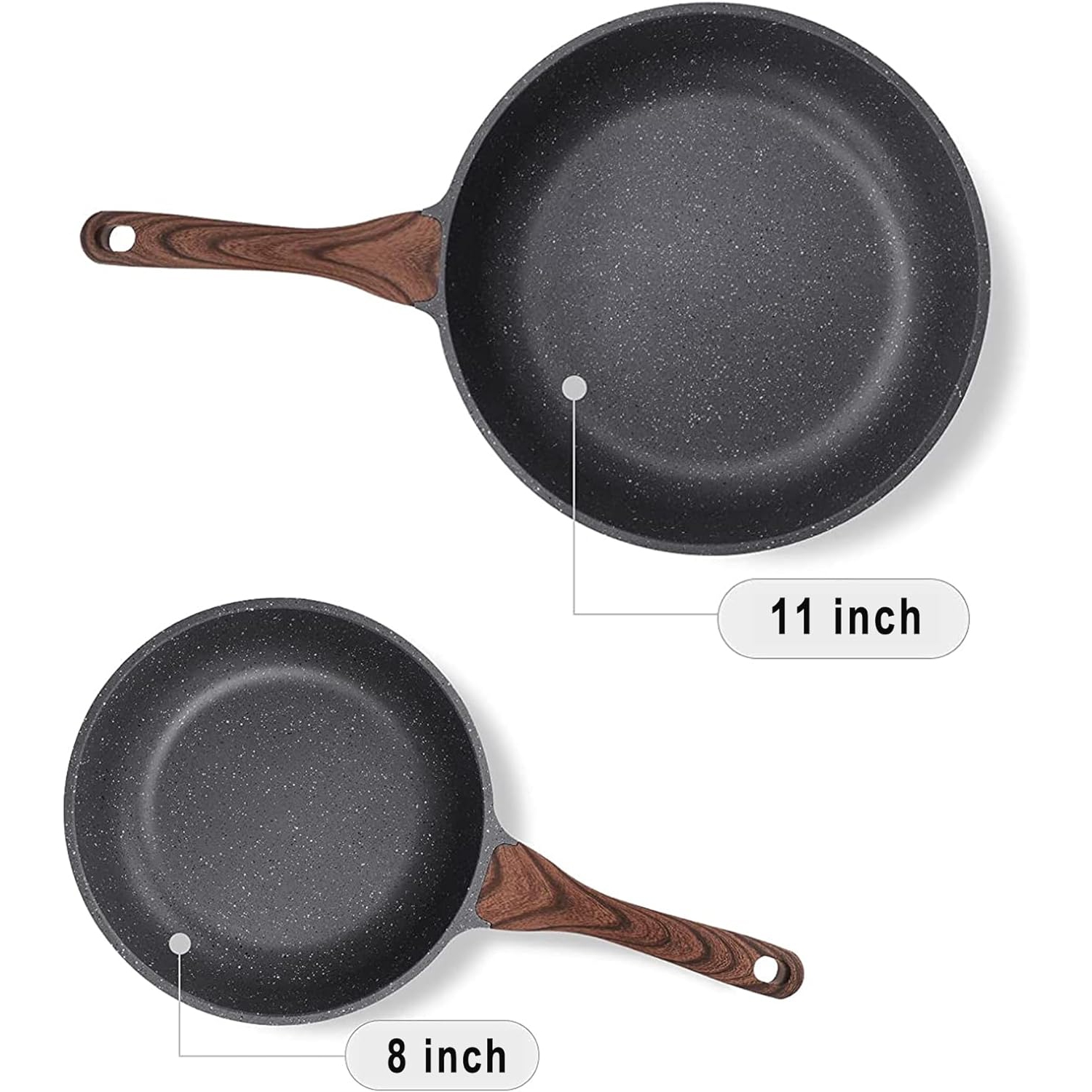 SENSARTE Nonstick Frying Pan Skillet Set, Swiss Granite Coating Omelette Pan, Healthy Stone Cookware Chef's Pan, PFOA Free
