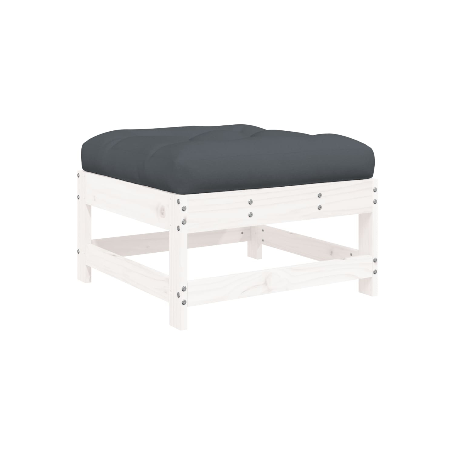vidaXL Garden Footstool with Cushion White Solid Wood Pine