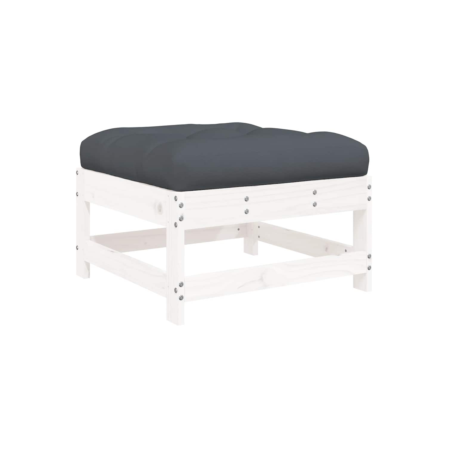 vidaXL Garden Footstool with Cushion White Solid Wood Pine