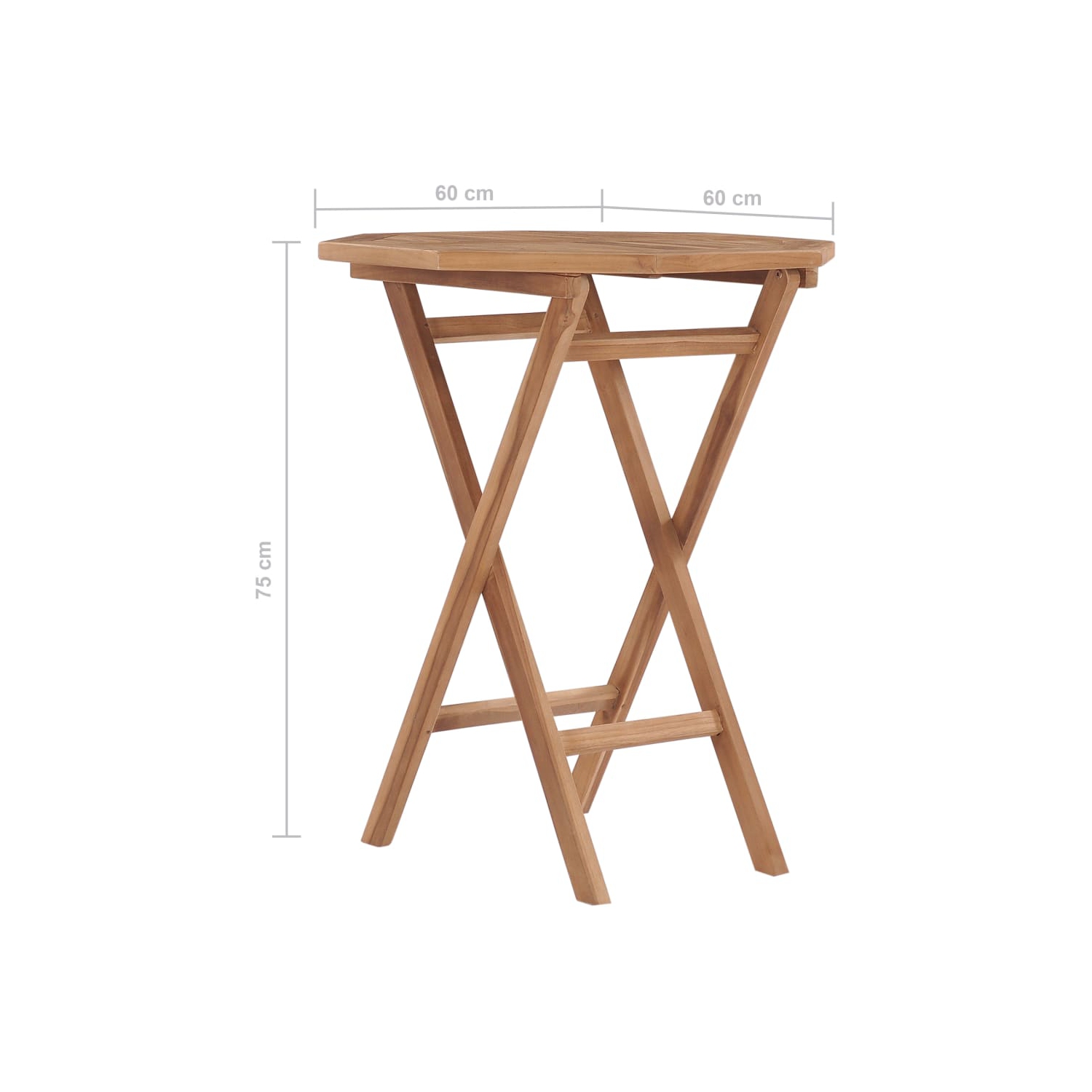 vidaXL Folding Garden Table 60x60x75 cm Solid Teak Wood