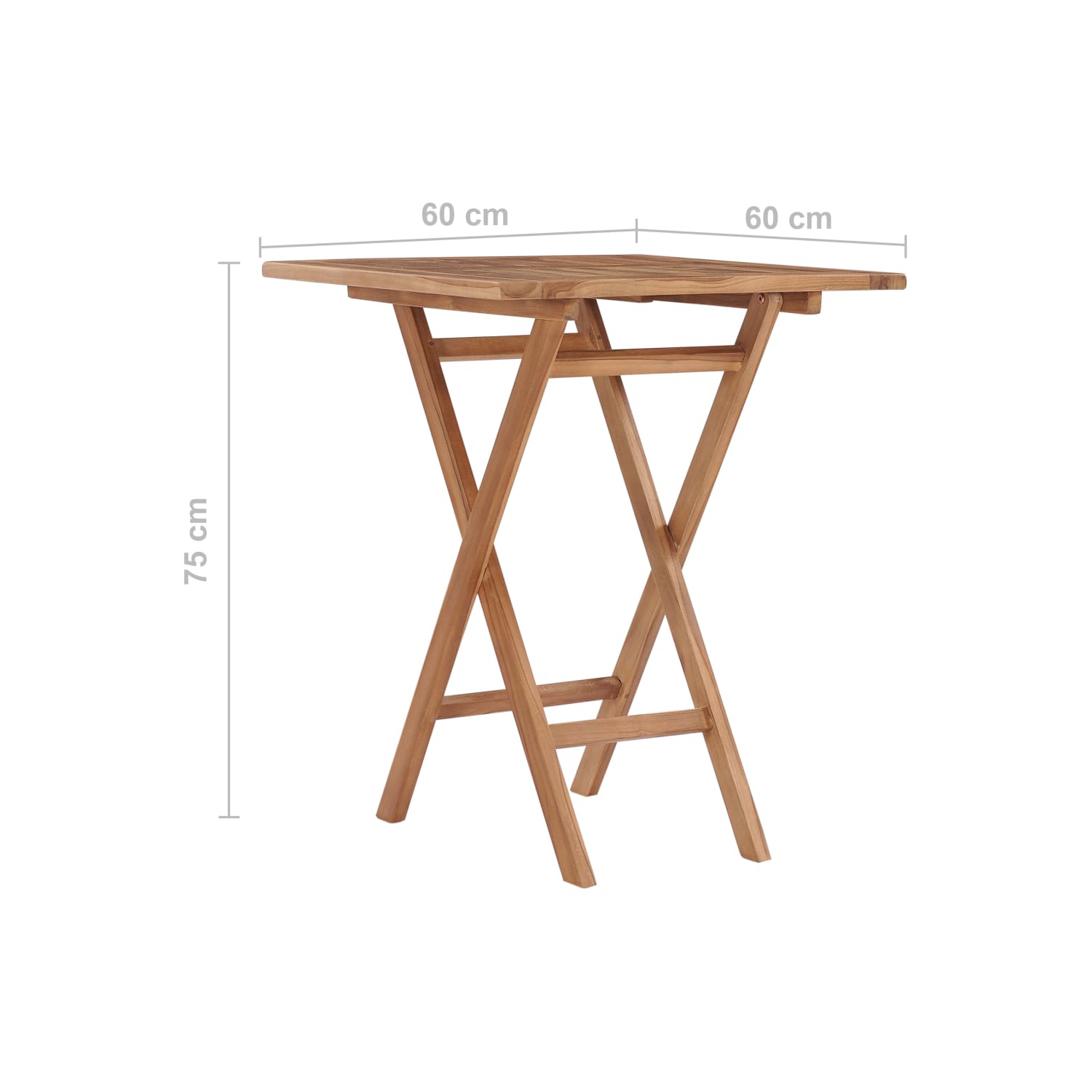 Table de jardin pliante vidaXL 60 x 60 x 75&nbsp;cm en teck massif