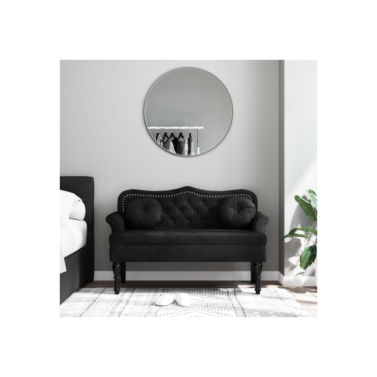 vidaXL Bench with Cushions Black 120.5x65x75 cm Velvet