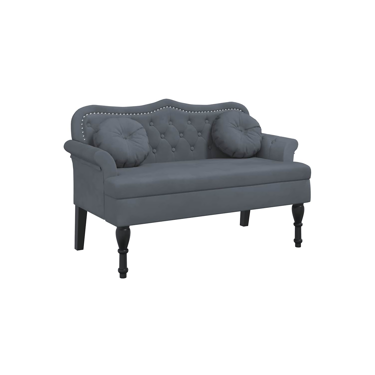 vidaXL 47” W Small Loveseat, Velvet Chesterfield Sofa, 2 Seater Couch for Living Room, Dark Gray
