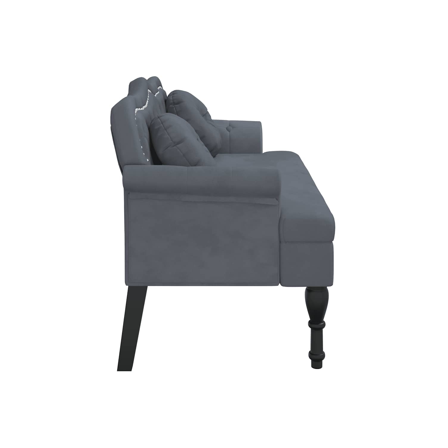 vidaXL 47” W Small Loveseat, Velvet Chesterfield Sofa, 2 Seater Couch for Living Room, Dark Gray