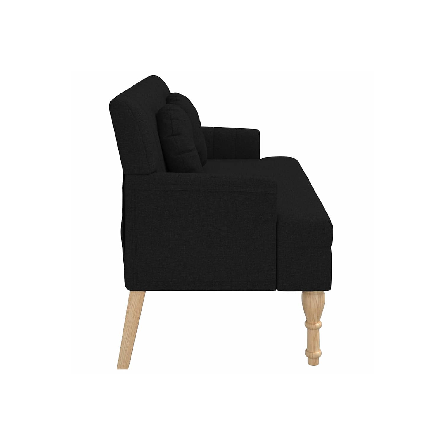 vidaXL 44” W Small Loveseat, Fabric Sofa, Modern 2 Seater Couch for Living Room, Black