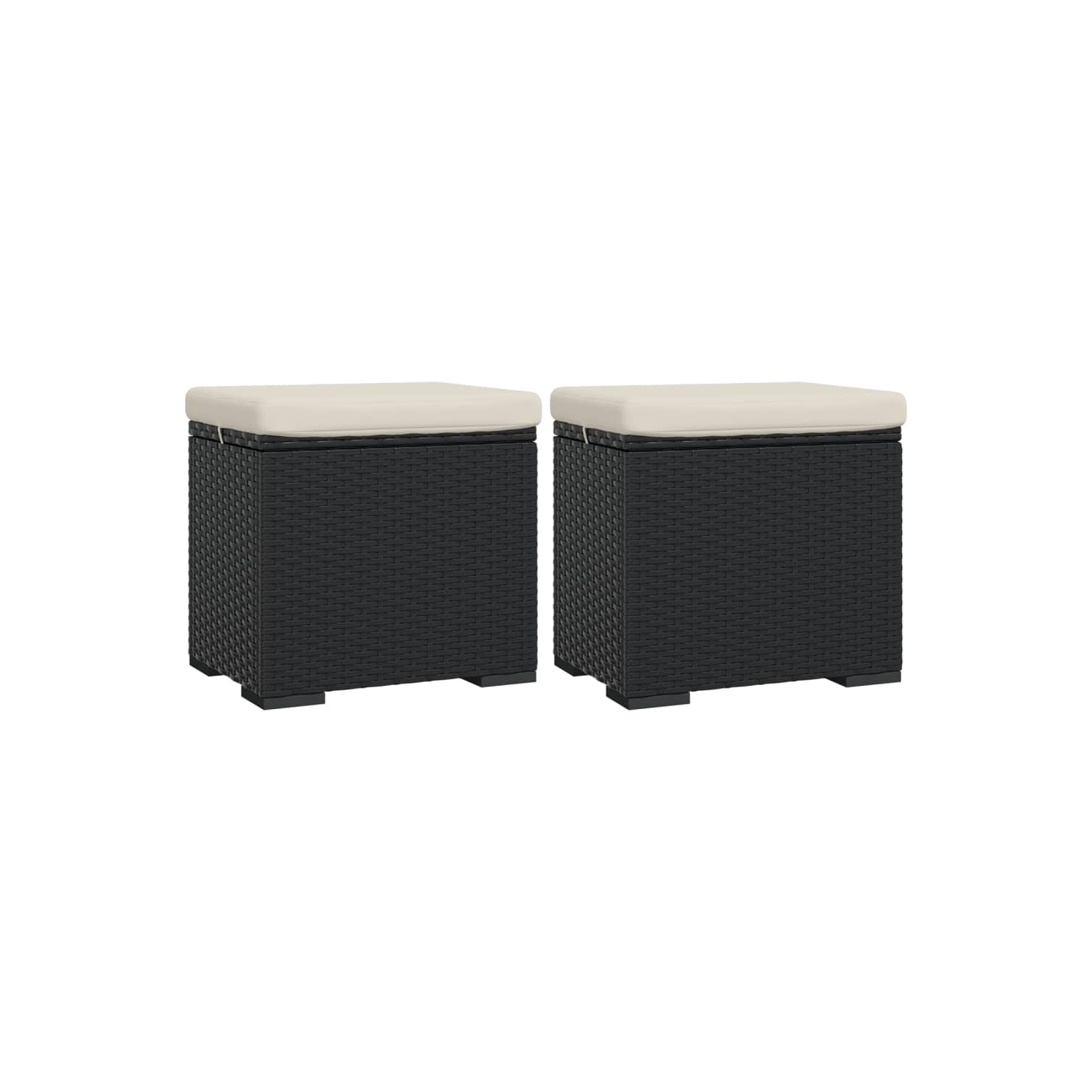 Les poufs de vidaXL avec coussins 2 pièces noir 40 x 30 x 30 40&nbsp;cm poly rotin
