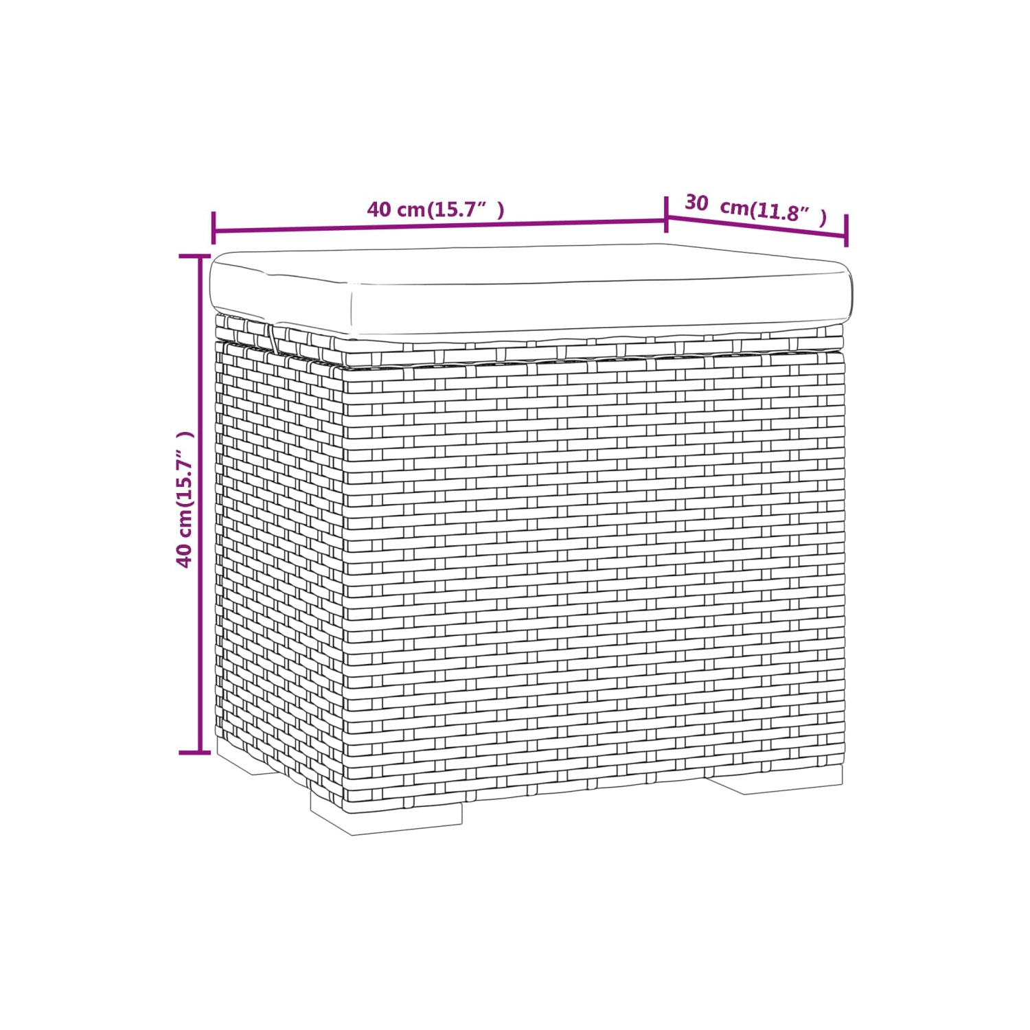 Les poufs de vidaXL avec coussins 2 pièces noir 40 x 30 x 30 40&nbsp;cm poly rotin