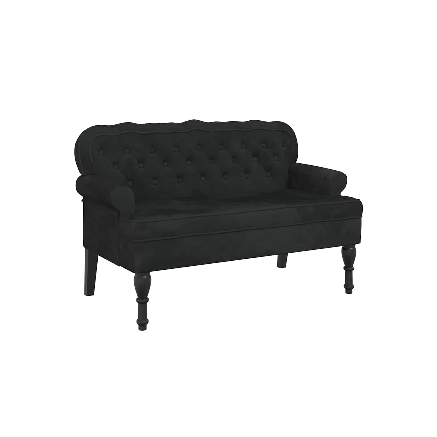 vidaXL 47” W Small Loveseat, Velvet Chesterfield Sofa, 2 Seater Couch for Living Room, Black