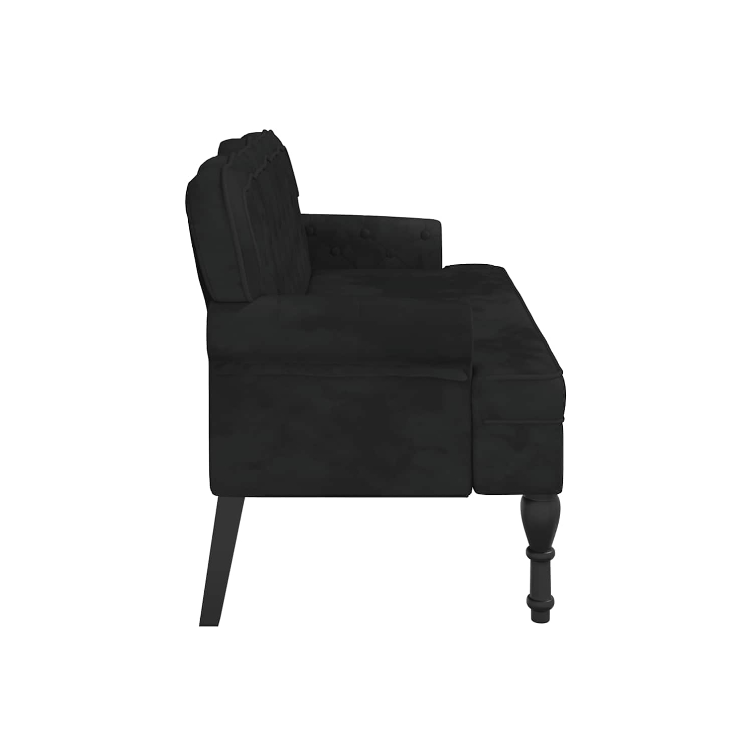 vidaXL 47” W Small Loveseat, Velvet Chesterfield Sofa, 2 Seater Couch for Living Room, Black