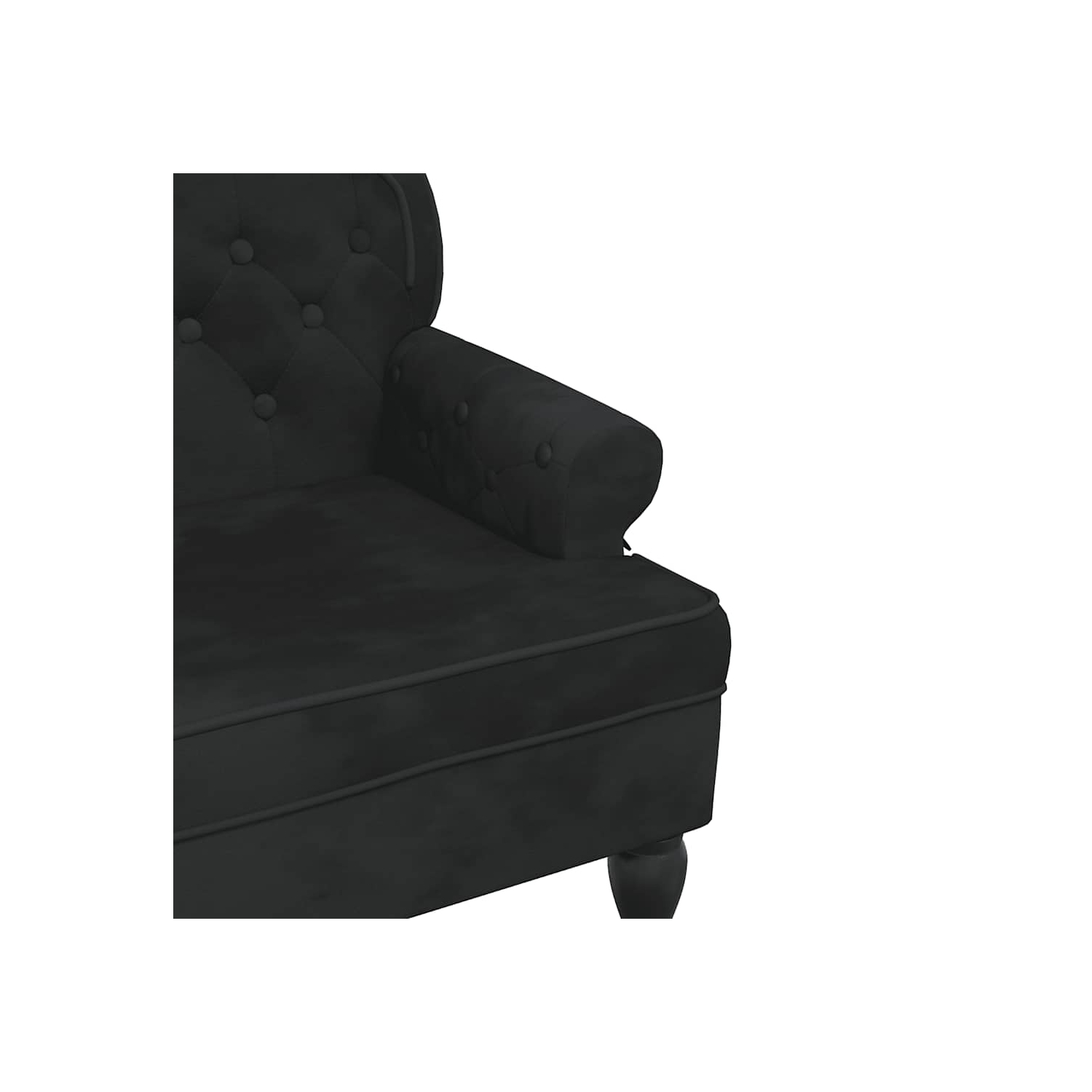 vidaXL 47” W Small Loveseat, Velvet Chesterfield Sofa, 2 Seater Couch for Living Room, Black