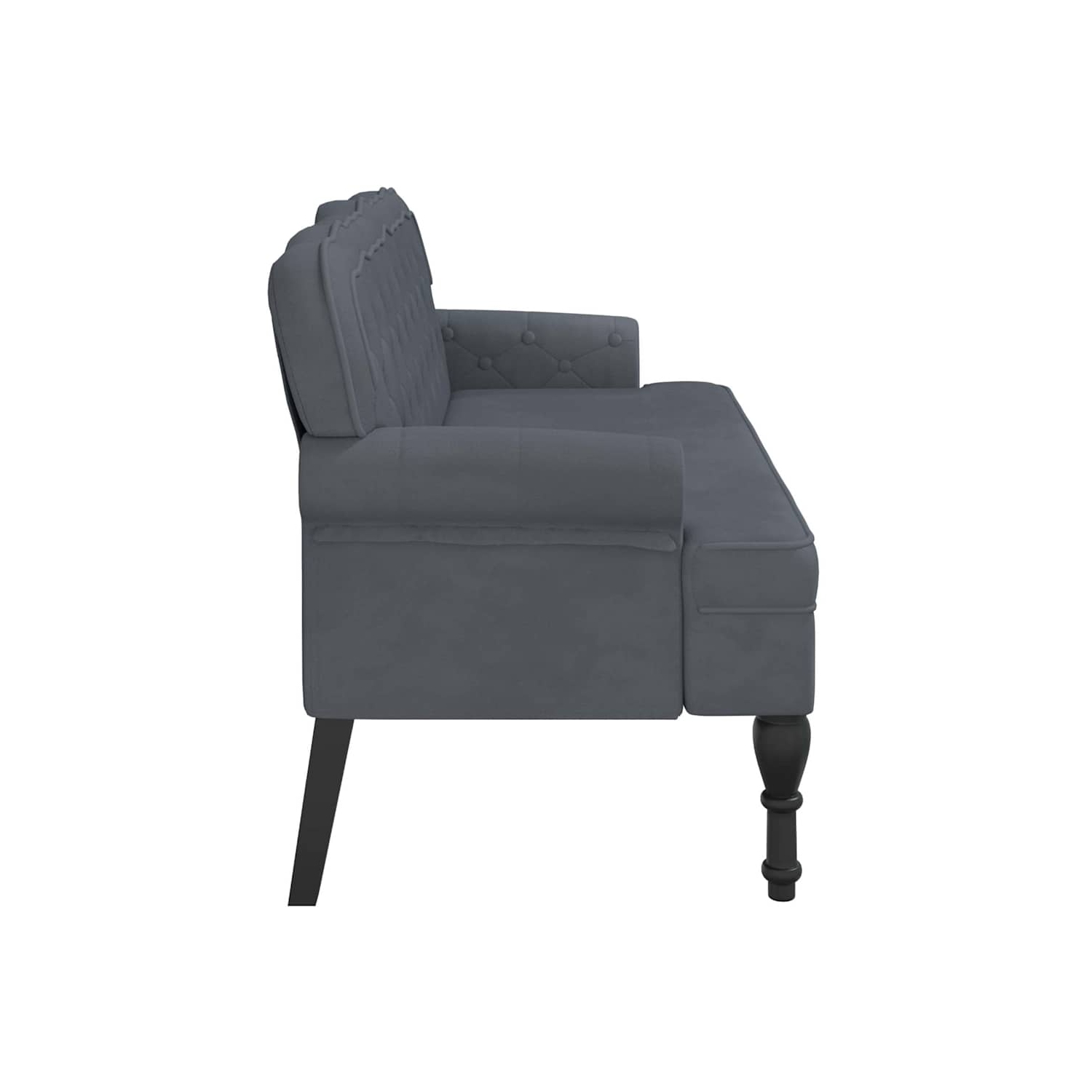 vidaXL 47” W Small Loveseat, Velvet Chesterfield Sofa, 2 Seater Couch for Living Room, Dark Gray
