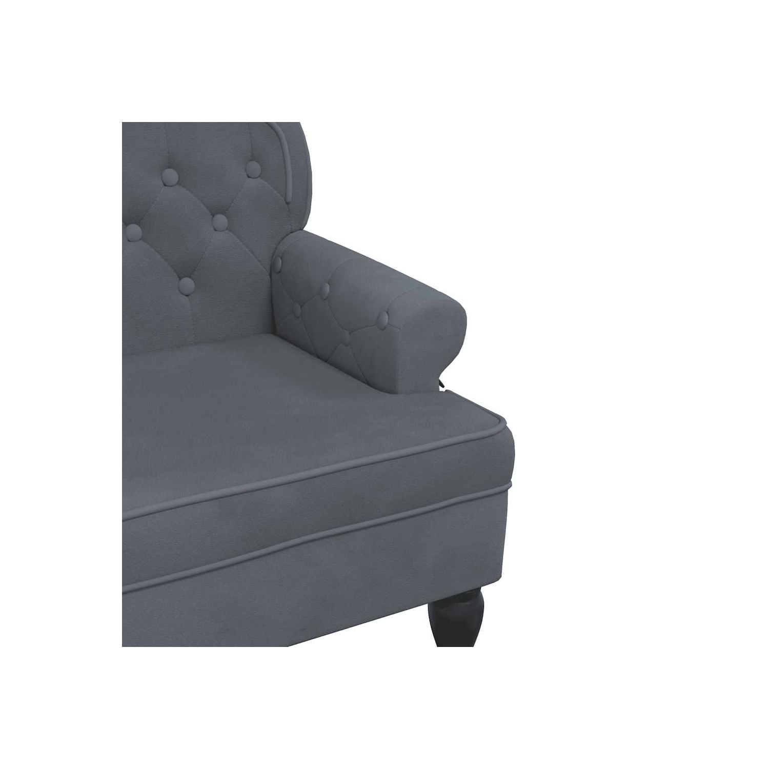 vidaXL 47” W Small Loveseat, Velvet Chesterfield Sofa, 2 Seater Couch for Living Room, Dark Gray