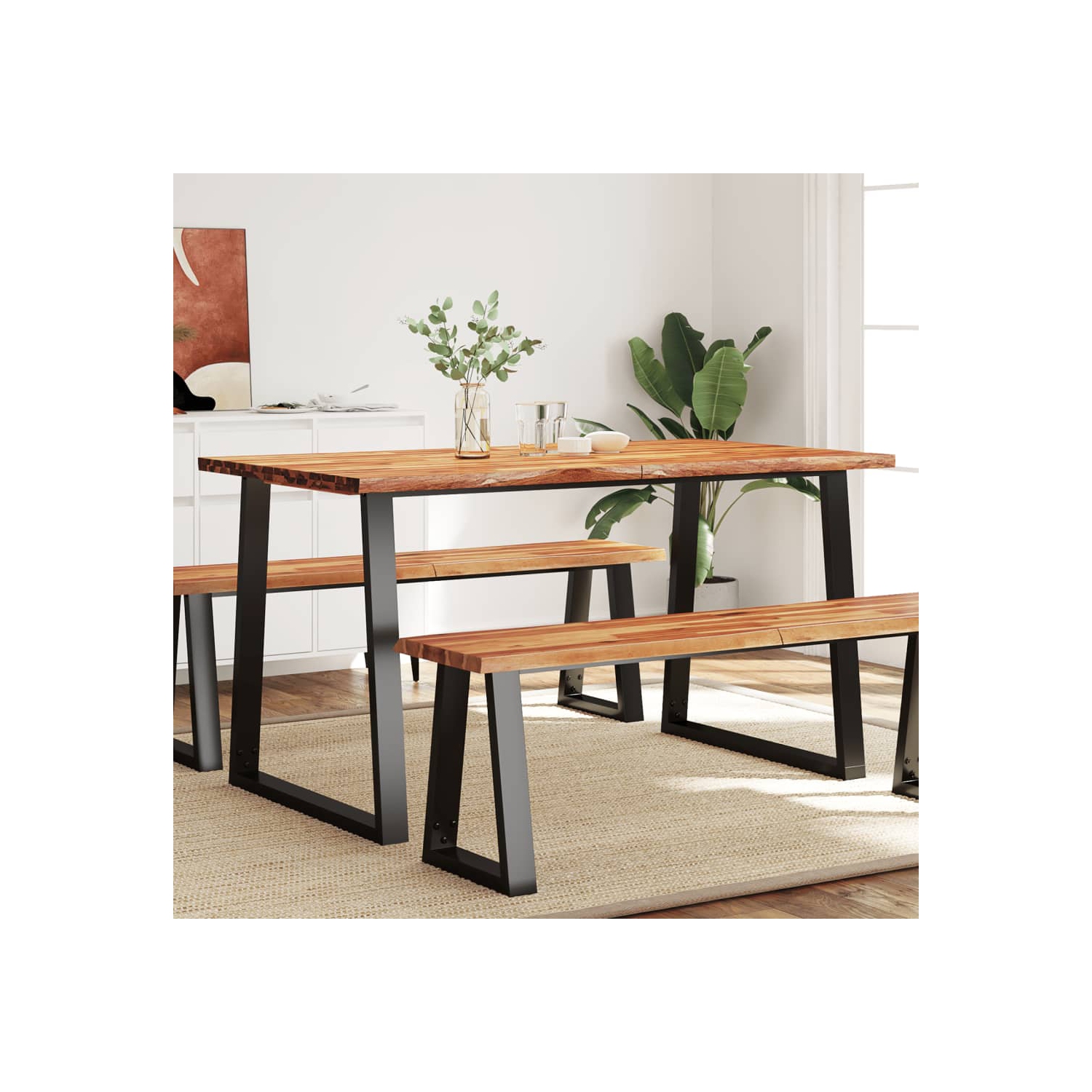 vidaXL Dining Table with Live Edge 140x80x75 cm Solid Wood Acacia