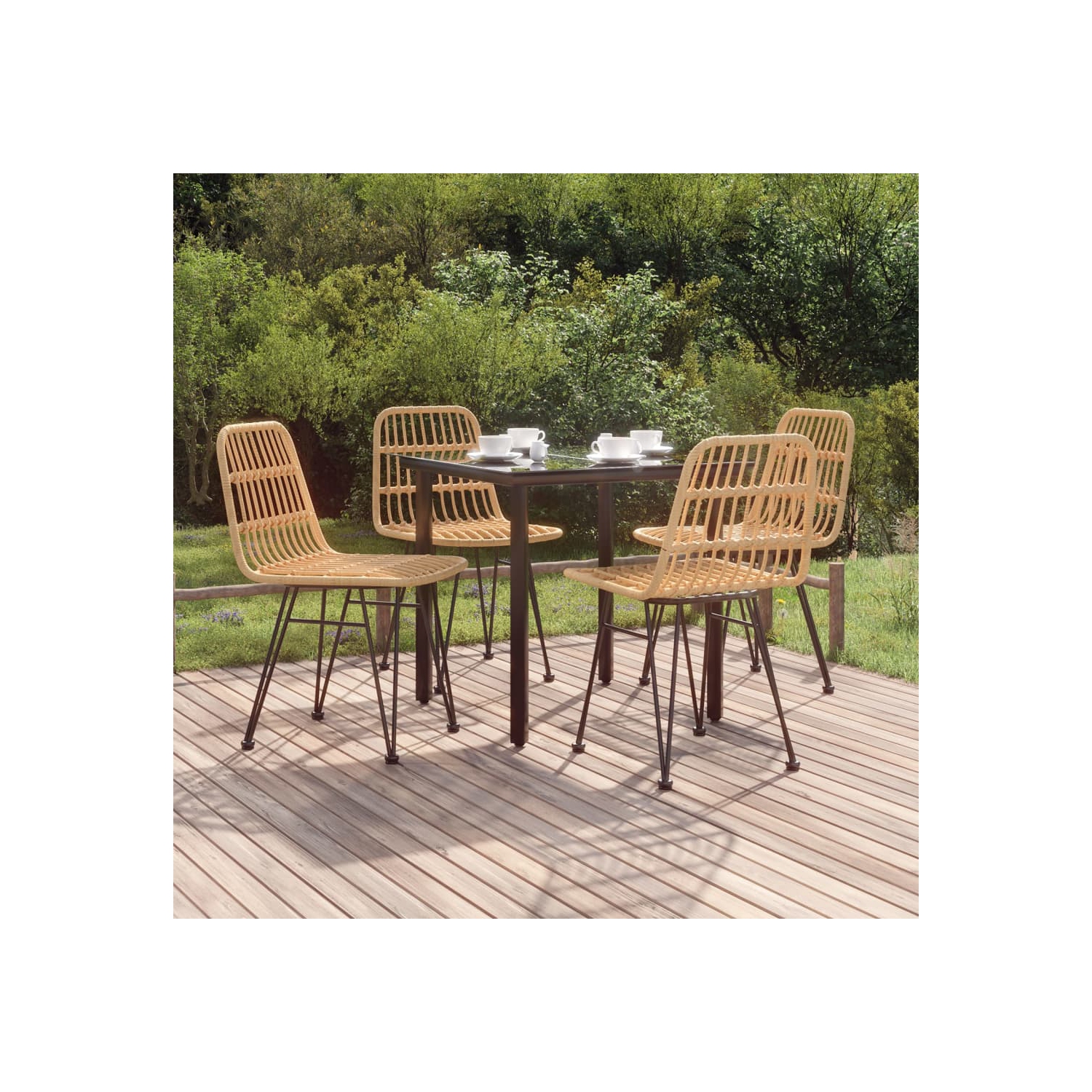 vidaXL 5 Piece Garden Dining Set Poly Rattan