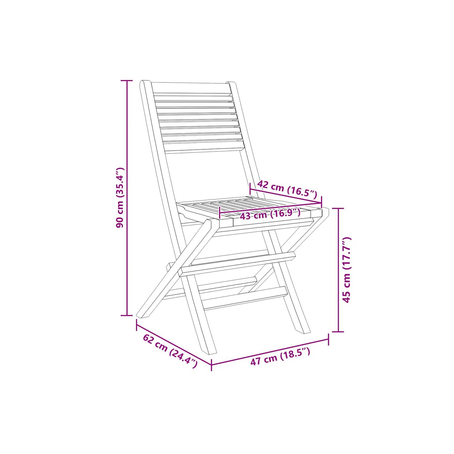 vidaXL Folding Garden Chairs 6 pcs 47x62x90 cm Solid Wood Teak