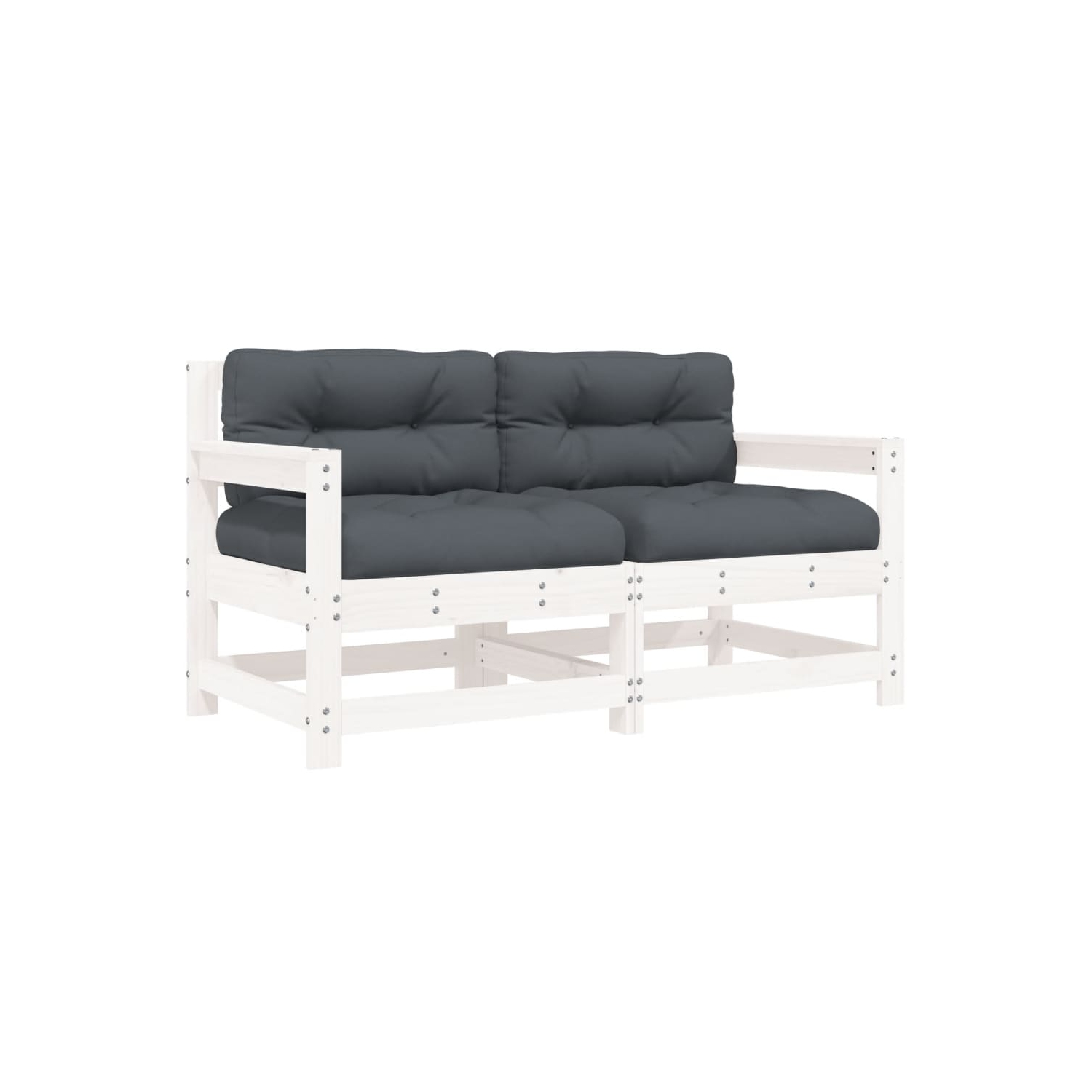 vidaXL Garden Chairs with Cushions 2 pcs White Solid Wood Pine