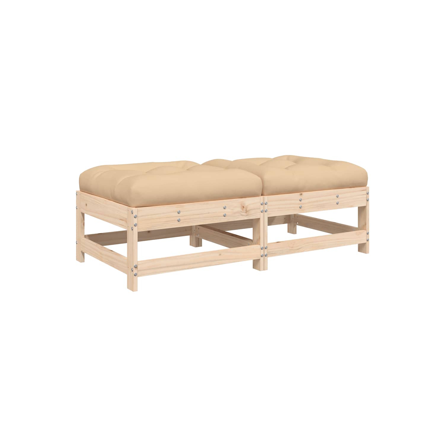 vidaXL Garden Footstools with Cushions 2pcs Solid Wood Pine