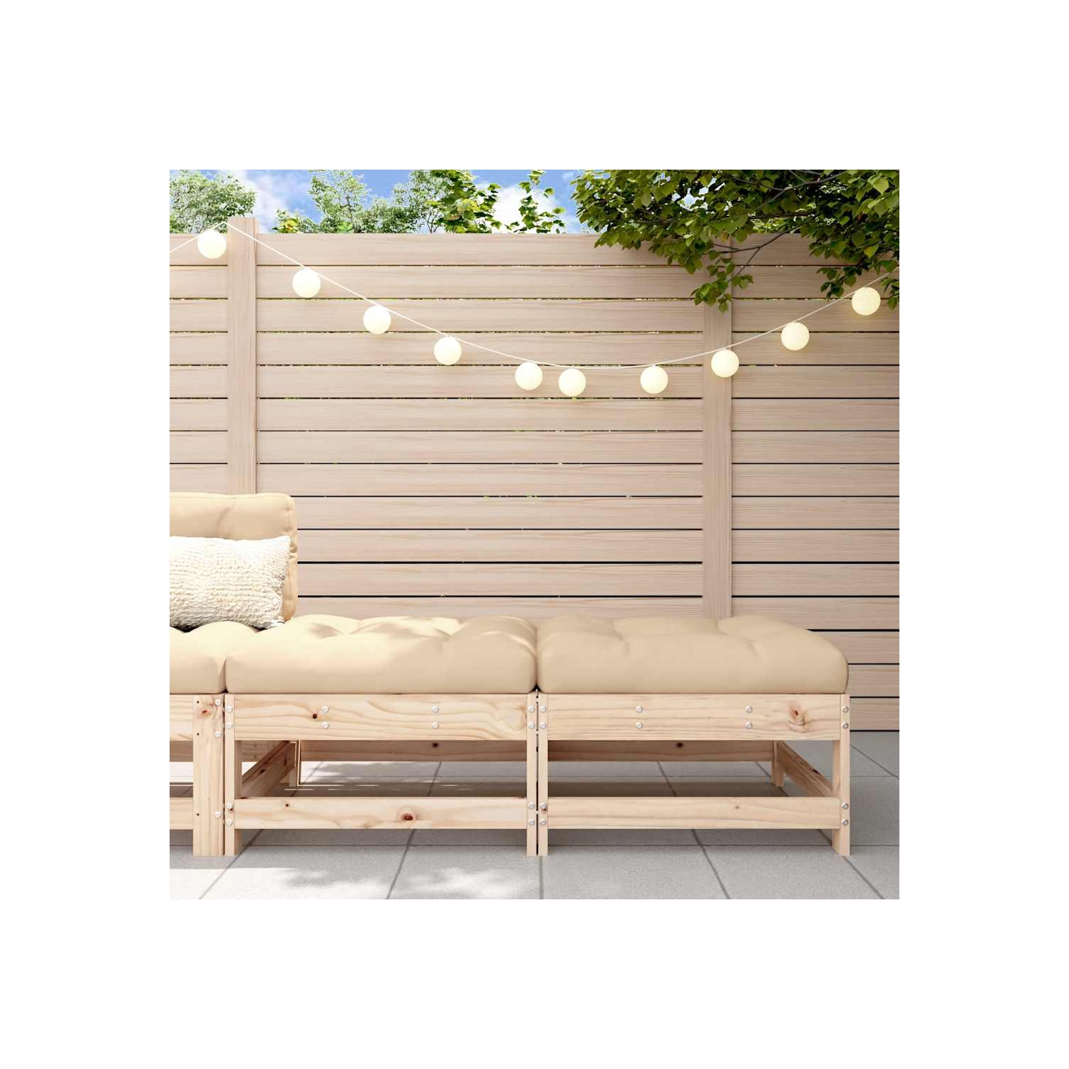 vidaXL Garden Footstools with Cushions 2pcs Solid Wood Pine