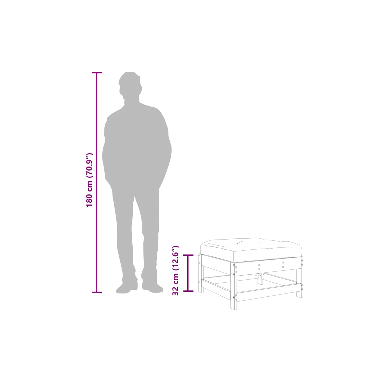 vidaXL Garden Footstools with Cushions 2pcs Solid Wood Pine