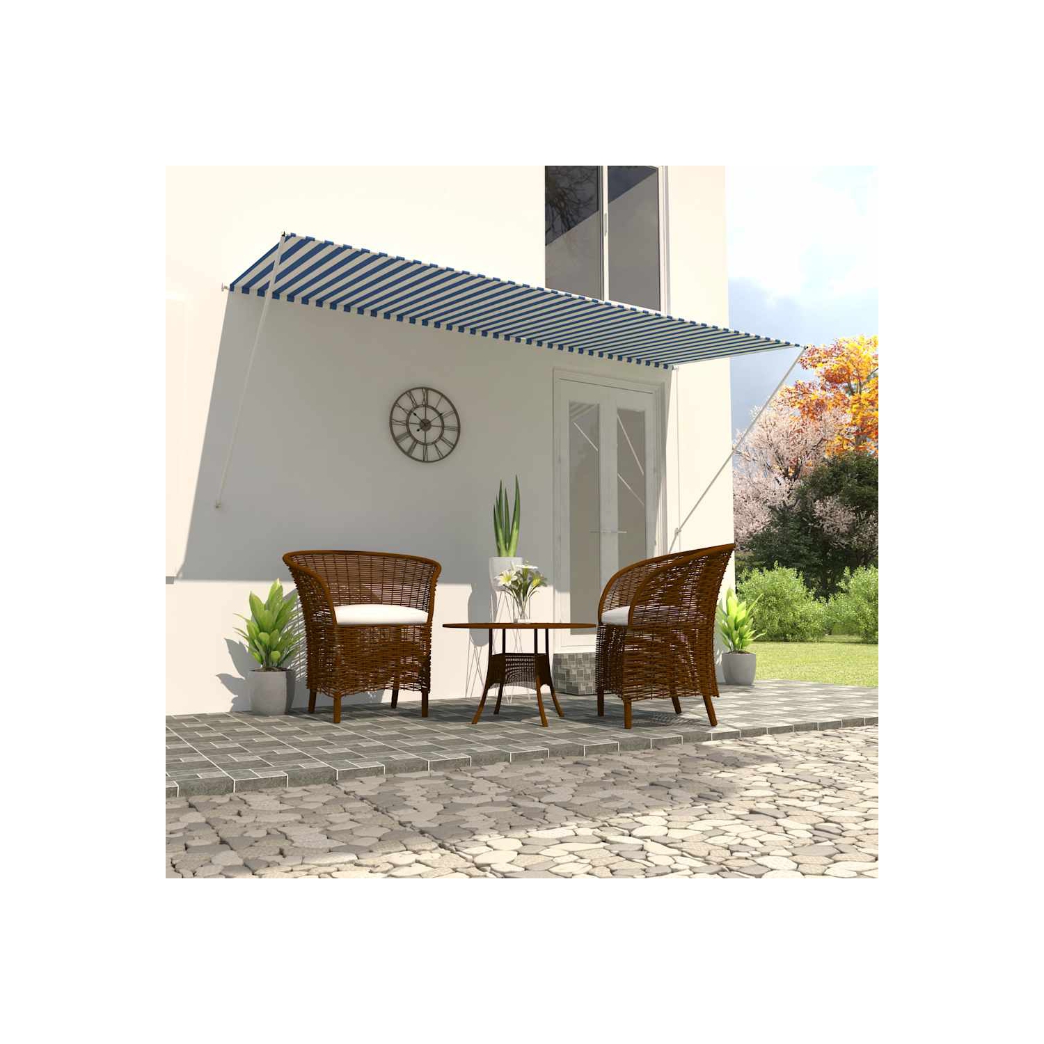 vidaXL Retractable Awning 300x150 cm Blue and White