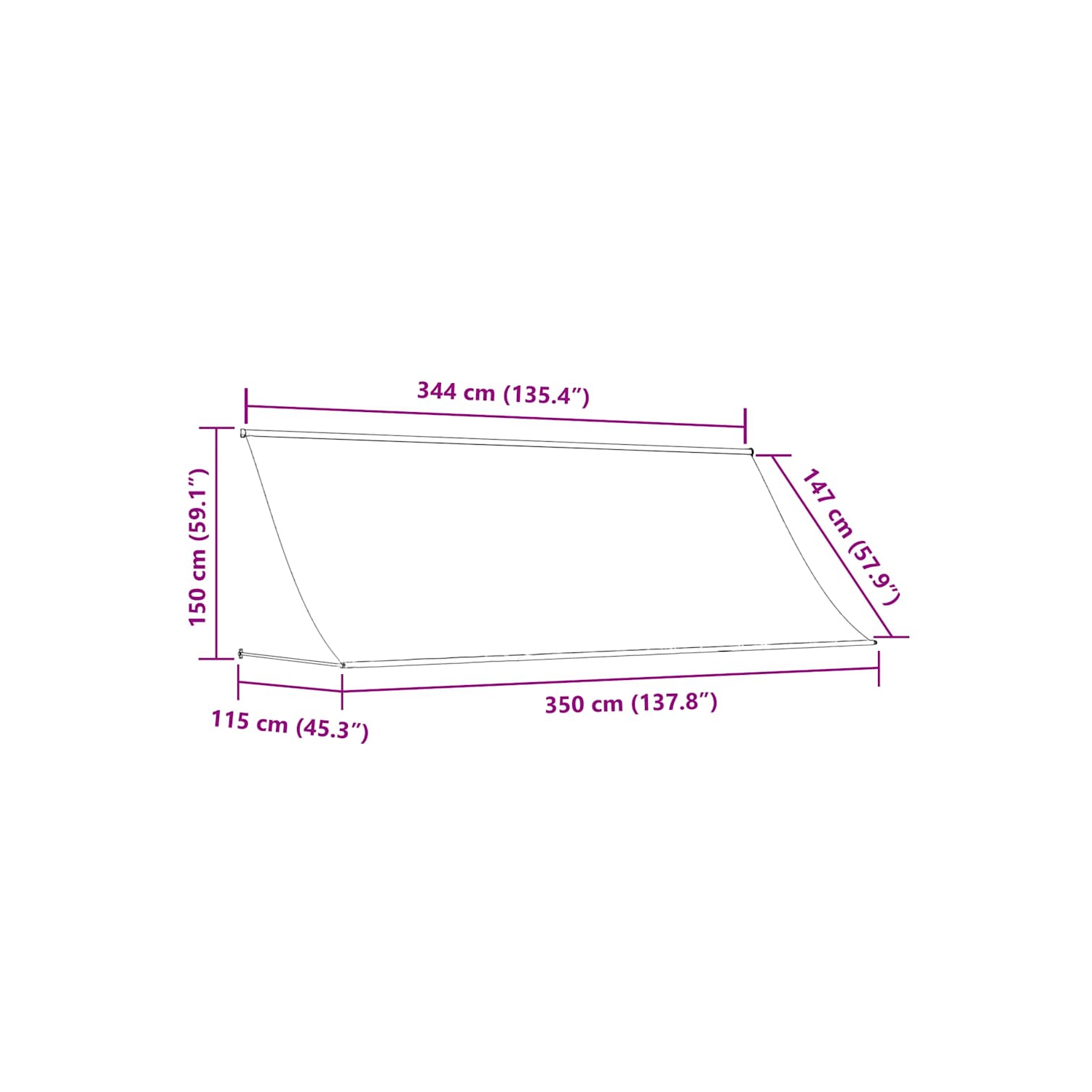 vidaXL Retractable Awning 350x150 cm Anthracite