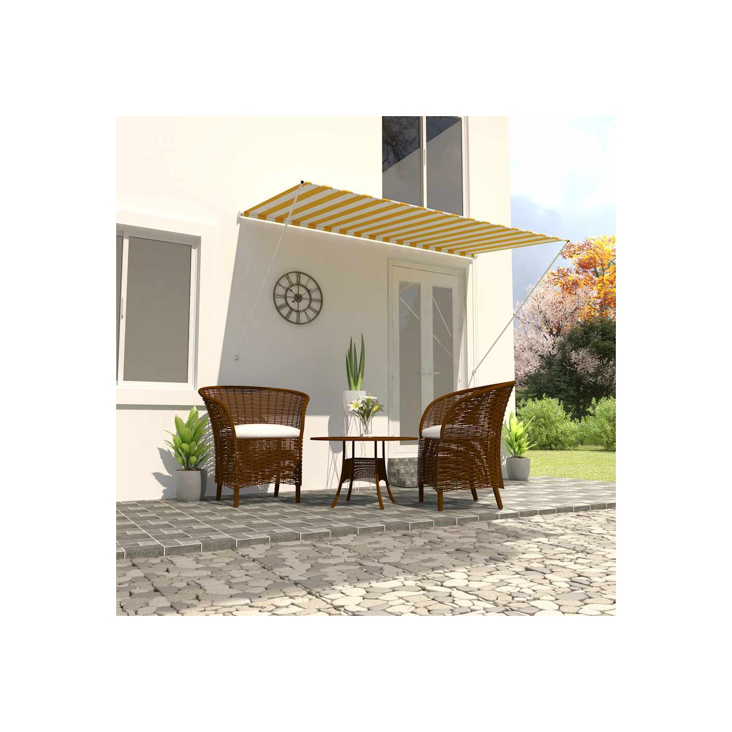 vidaXL Retractable Awning 250x150 cm Yellow and White