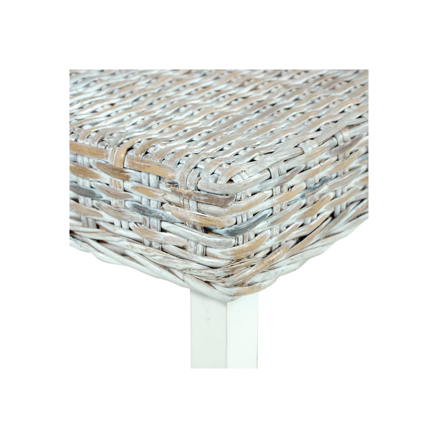 vidaXL Bench 110 cm White Natural Kubu Rattan and Solid Mahogany Wood