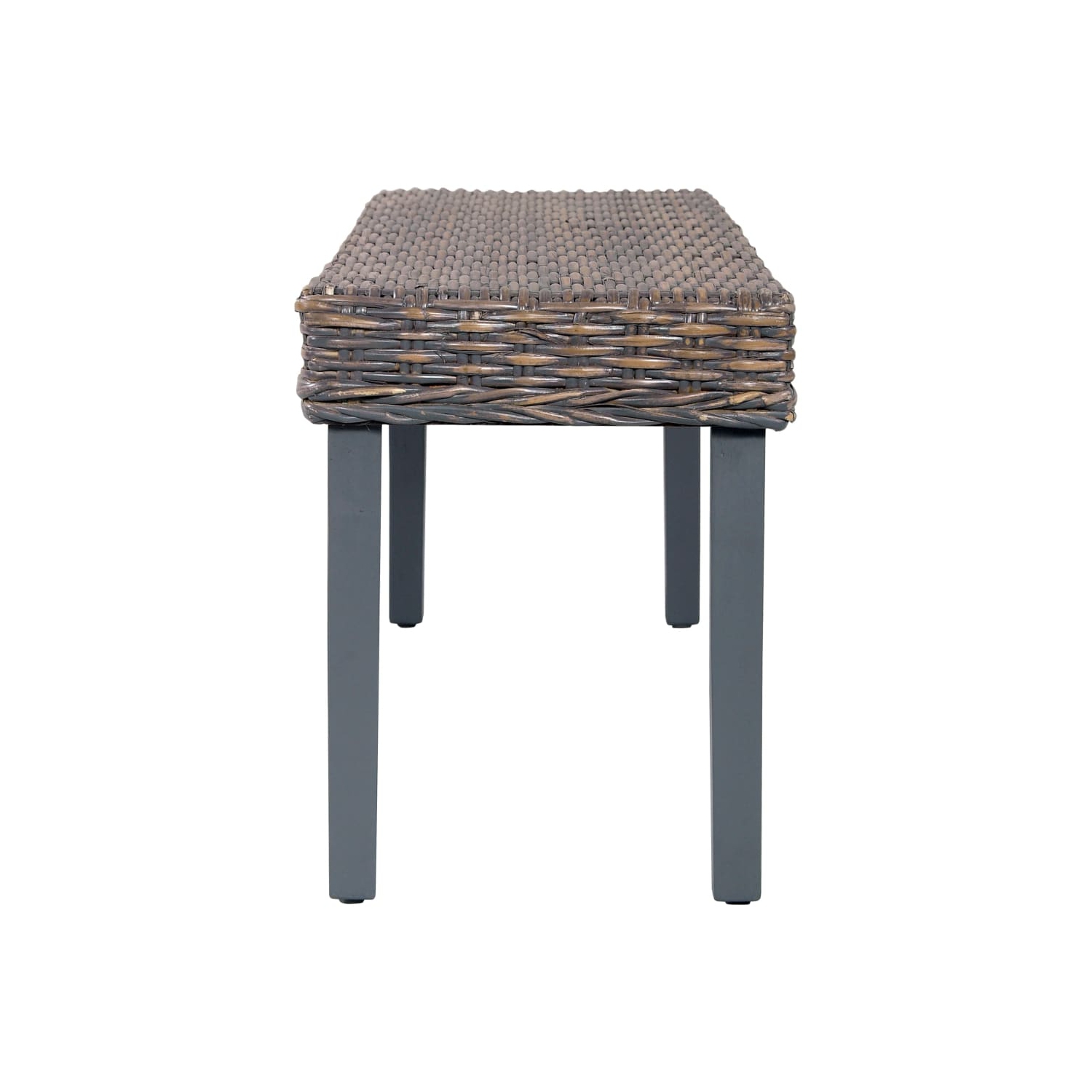 vidaXL Bench 110 cm Grey Natural Kubu Rattan and Solid Mahogany Wood