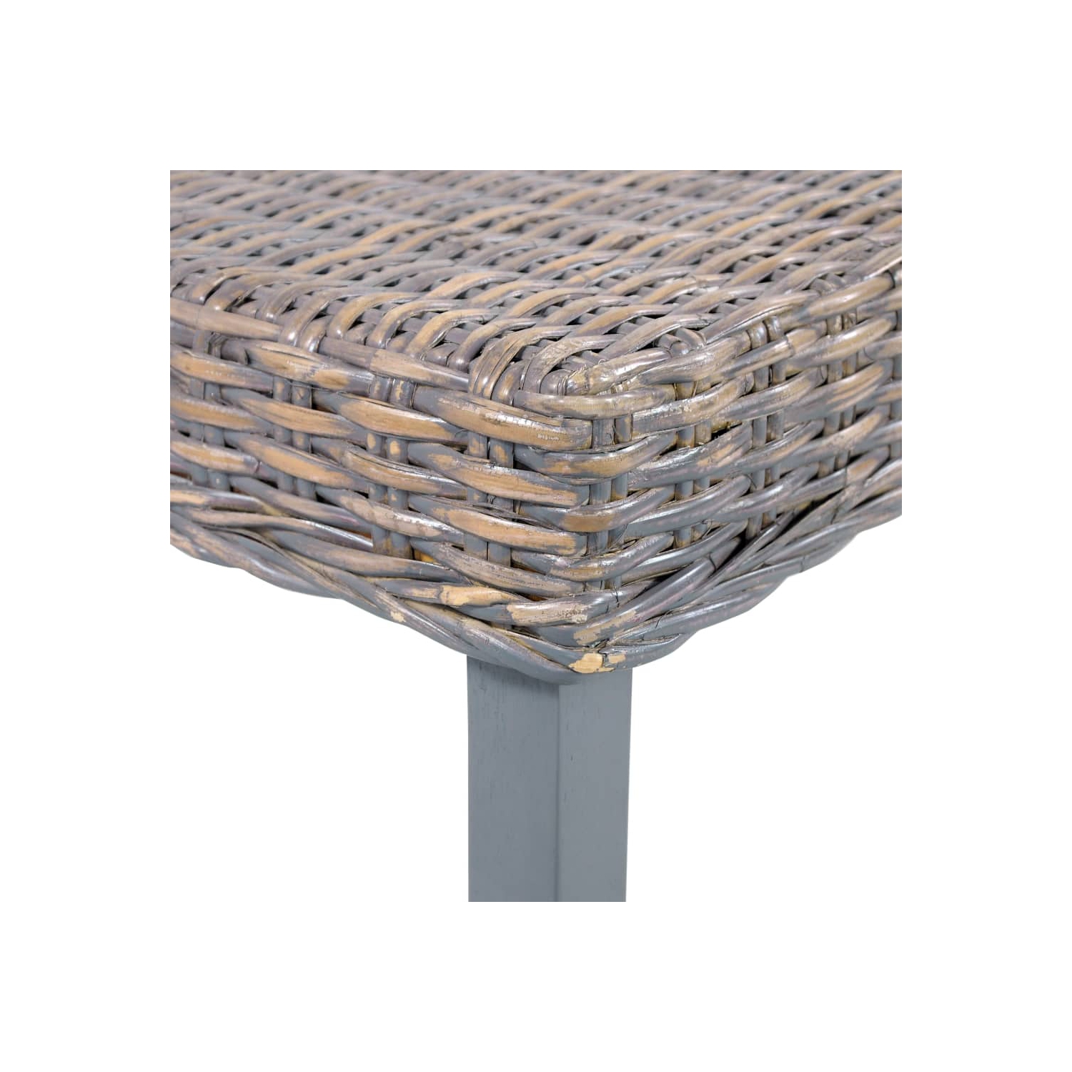 vidaXL Bench 110 cm Grey Natural Kubu Rattan and Solid Mahogany Wood