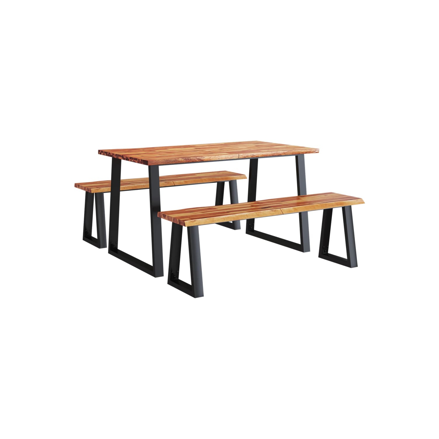 vidaXL 3 Piece Dining Set with Live Edge Solid Wood Acacia