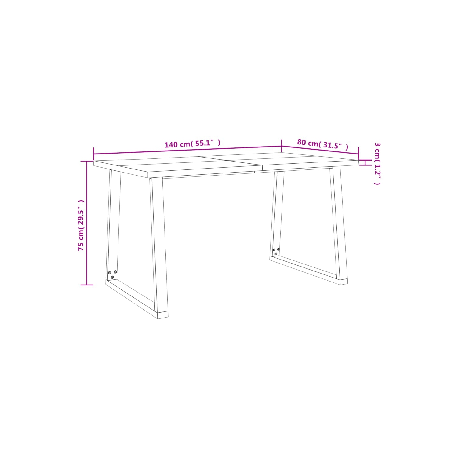 vidaXL 3 Piece Dining Set with Live Edge Solid Wood Acacia
