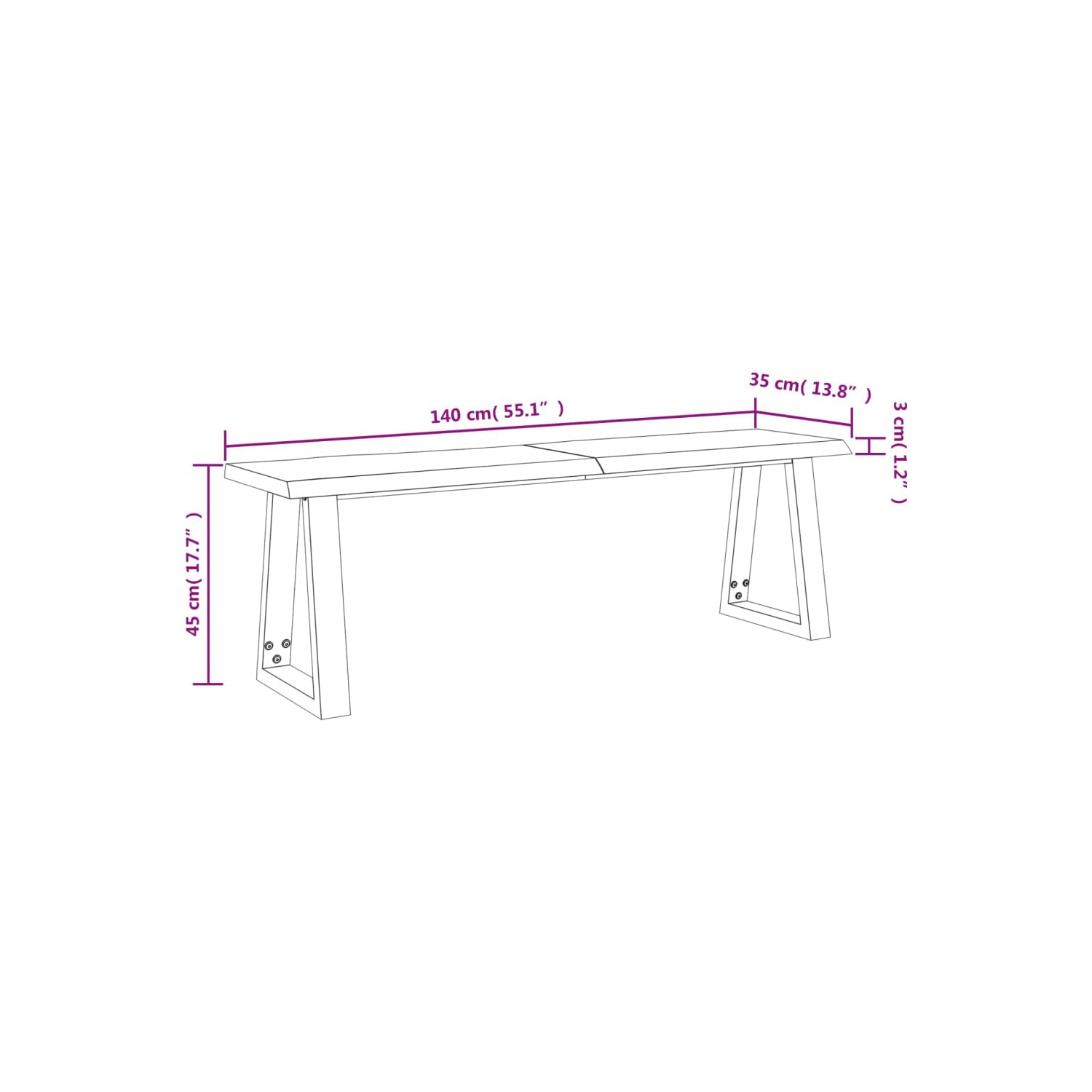 vidaXL 3 Piece Dining Set with Live Edge Solid Wood Acacia