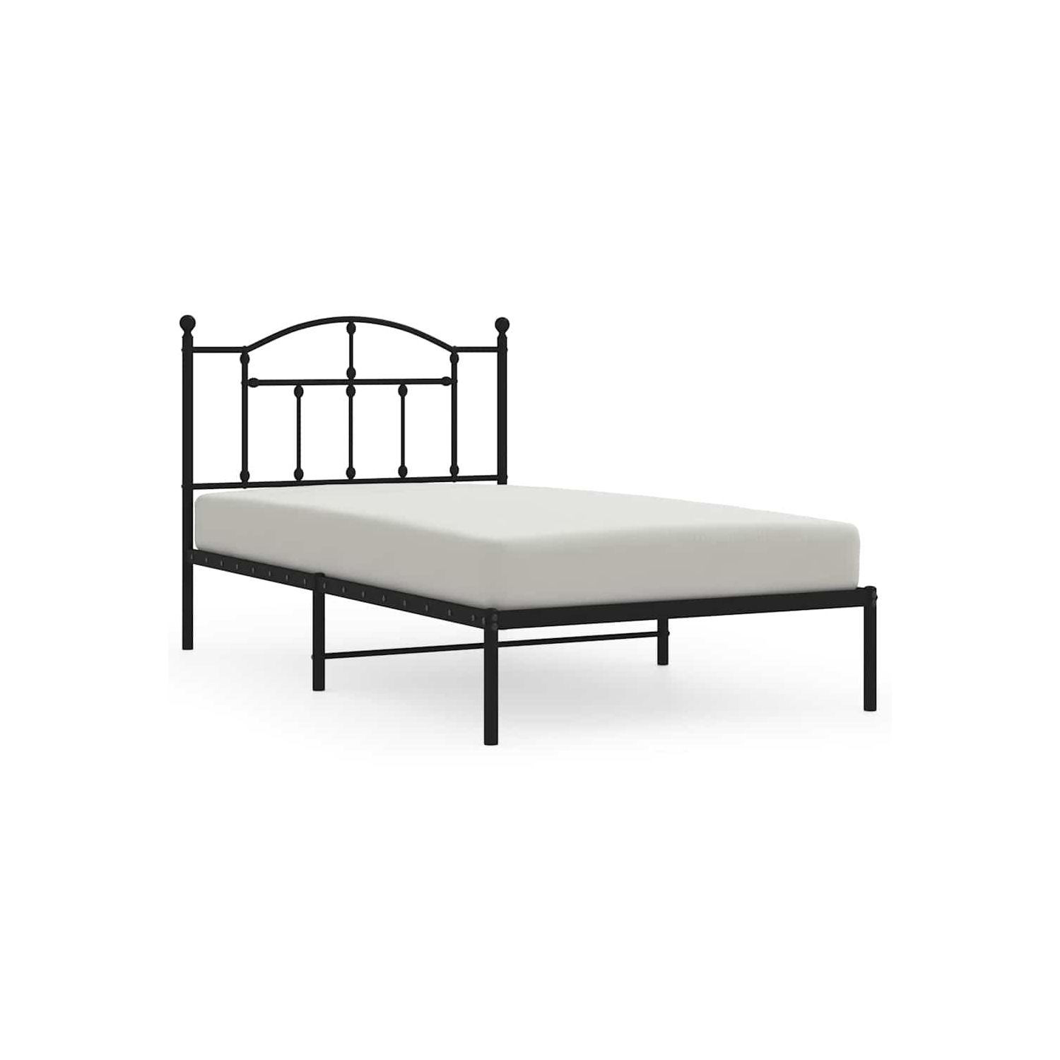 vidaXL Black Twin Metal Bed Frame with Headboard & Slats, No Mattress, Easy Assembly