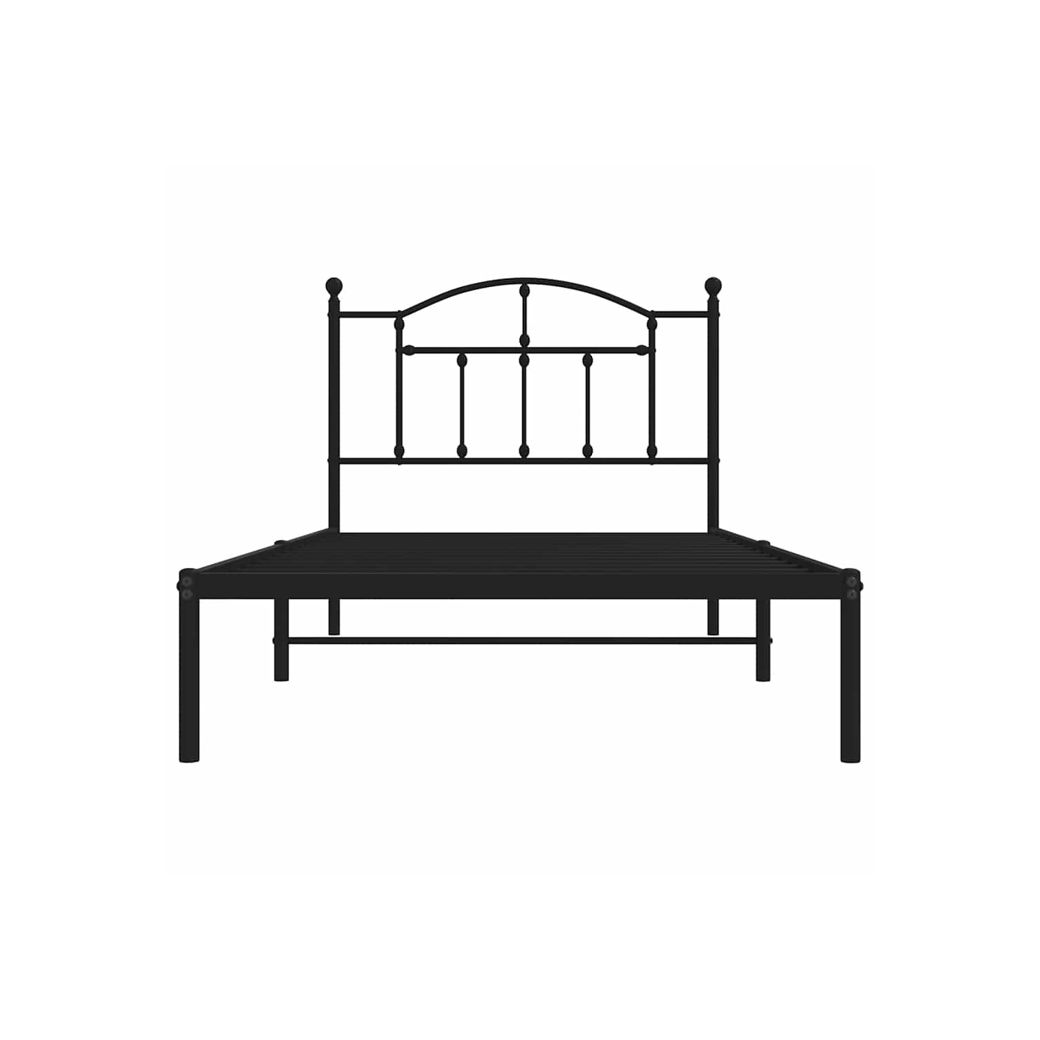 vidaXL Black Twin Metal Bed Frame with Headboard & Slats, No Mattress, Easy Assembly