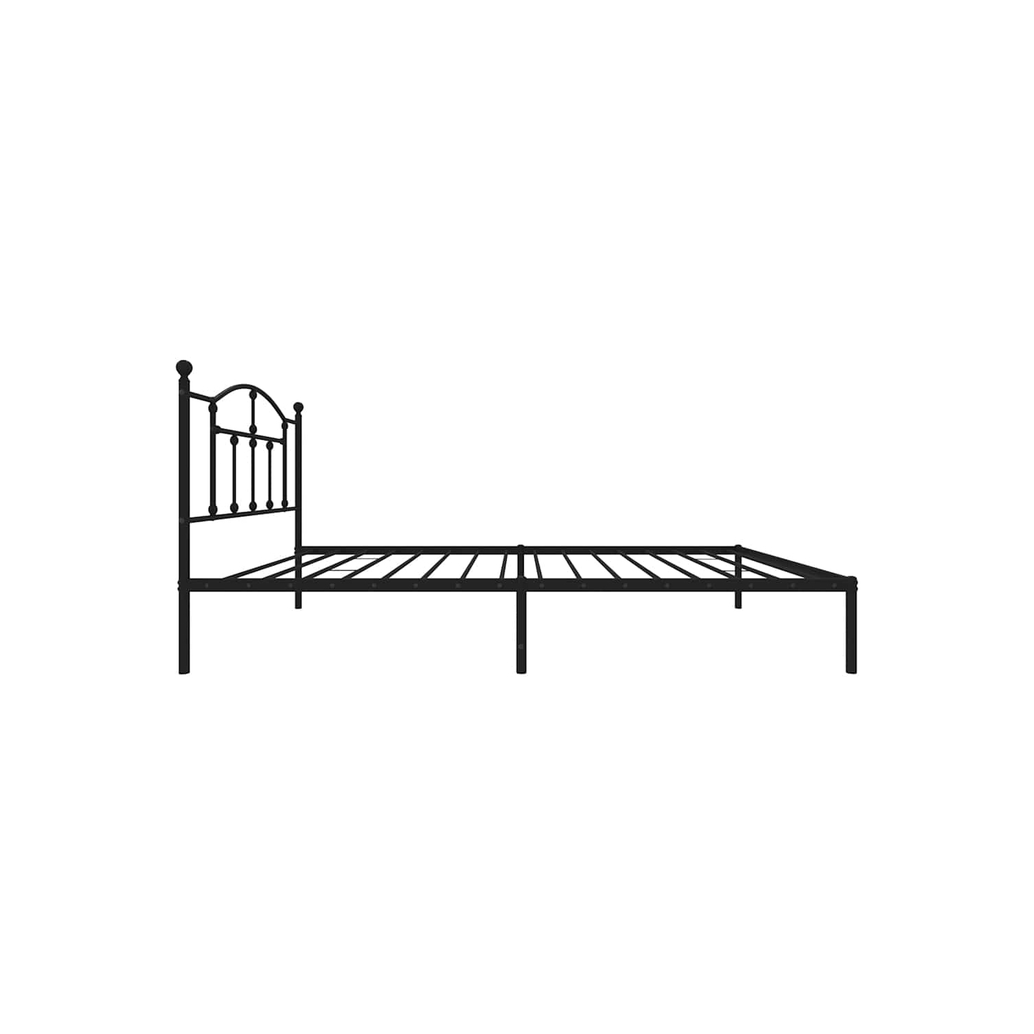 vidaXL Black Twin Metal Bed Frame with Headboard & Slats, No Mattress, Easy Assembly