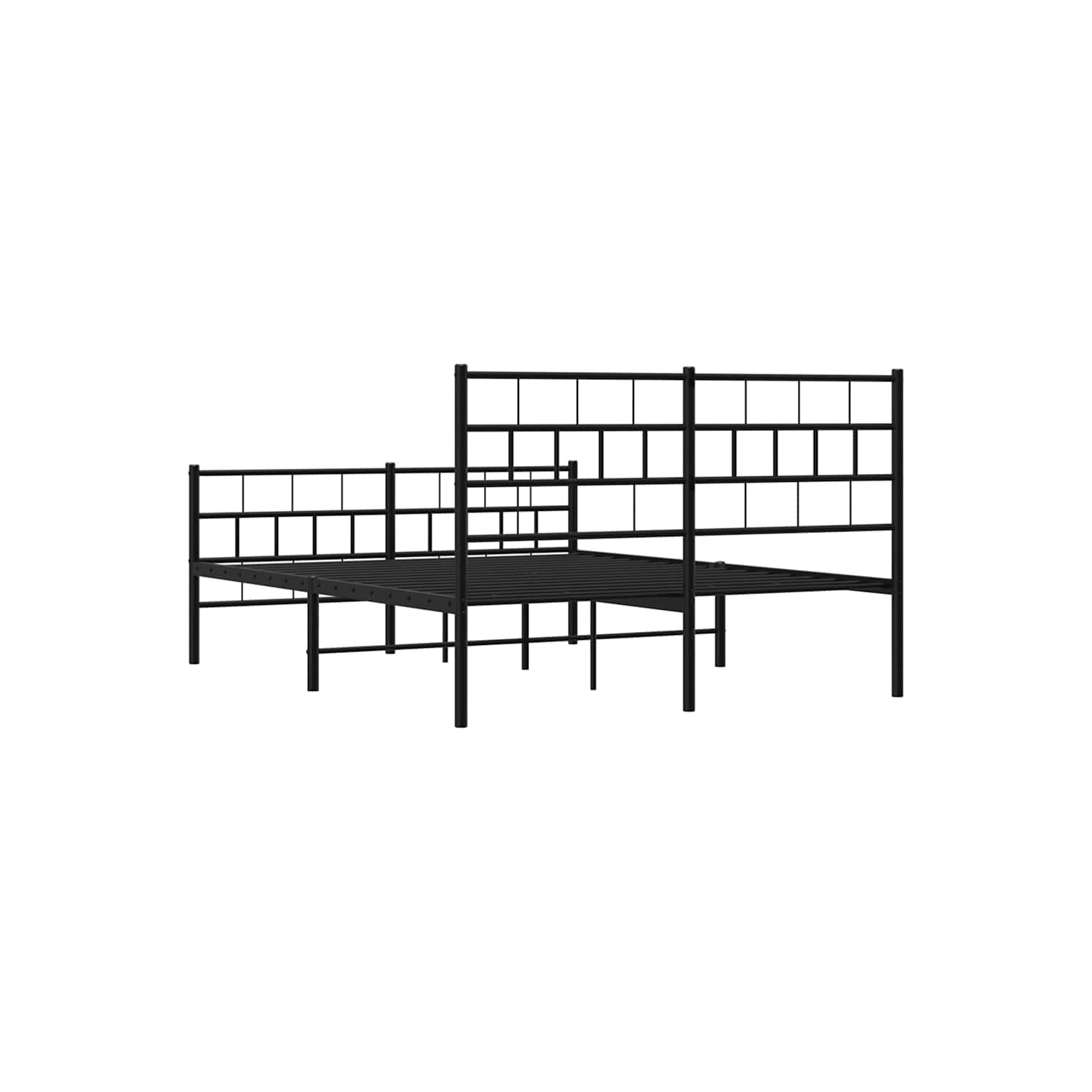 vidaXL Black Metal Full Bed Frame with Headboard, Heavy-Duty, Under-Bed Storage, No Mattress